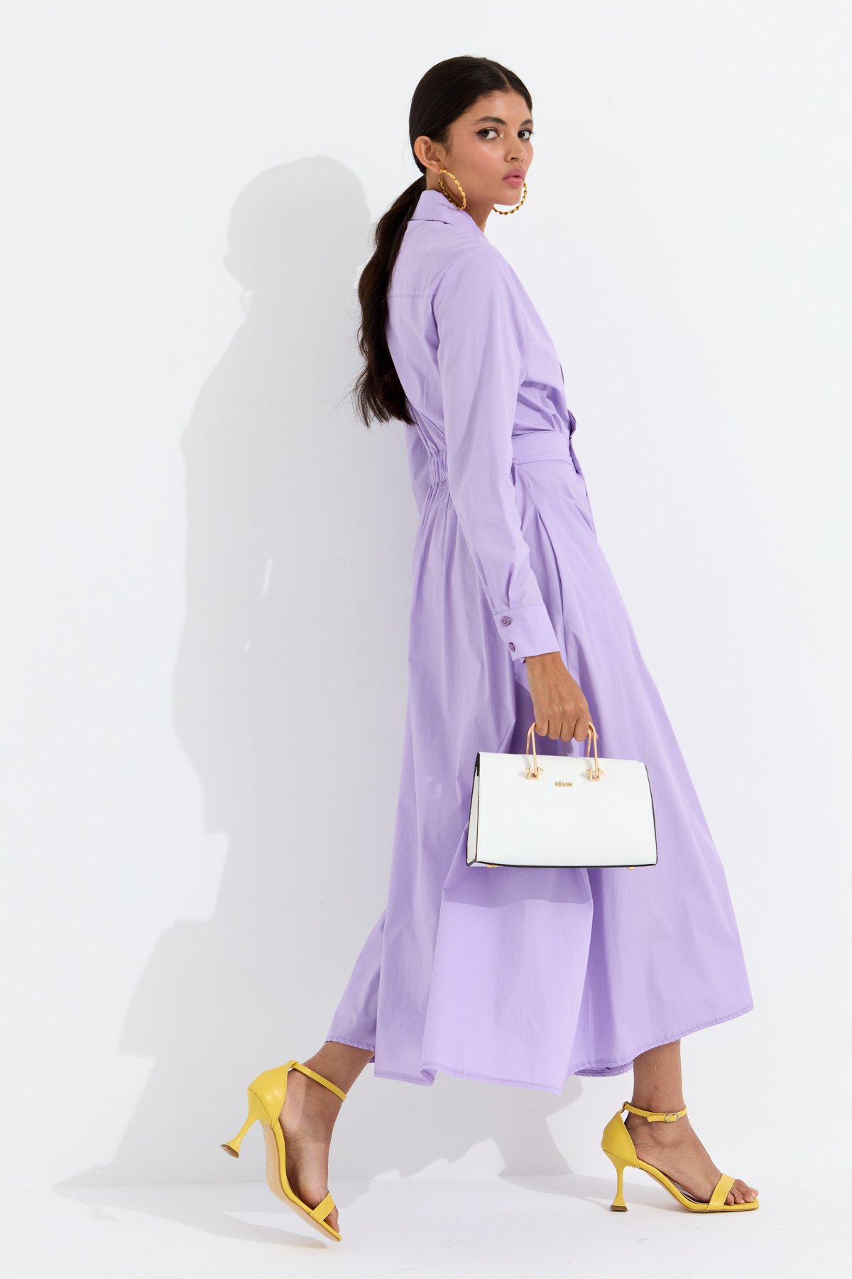 NİHAN Dress Nihan Anvelop Kapama Poplin Elbise  Lila_modest