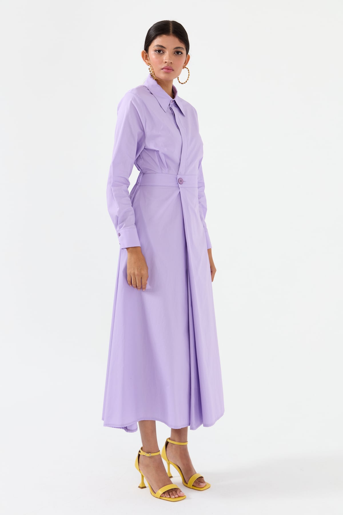 NİHAN Dress Nihan Anvelop Kapama Poplin Elbise  Lila_modest
