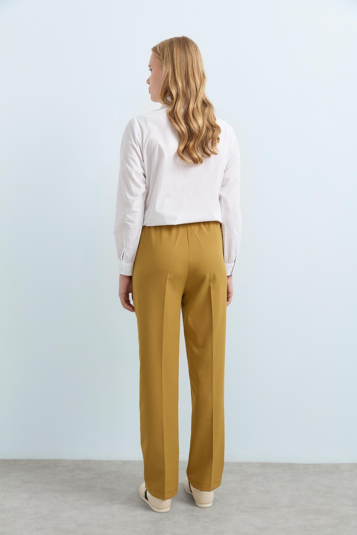 NİHAN Pants Nihan Arka Beli Lastikli Ütü İzli Pantolon  Asit_modest