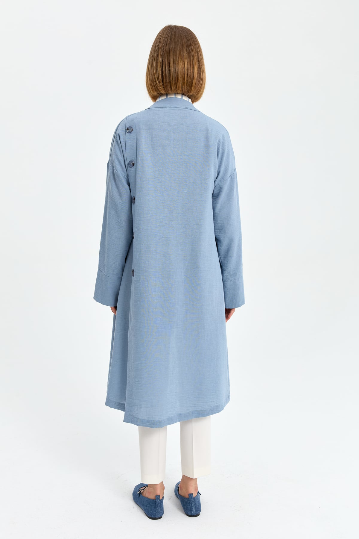 NİHAN Kimono Nihan Arkası Aller Detaylı Kimono  Mavi_modest