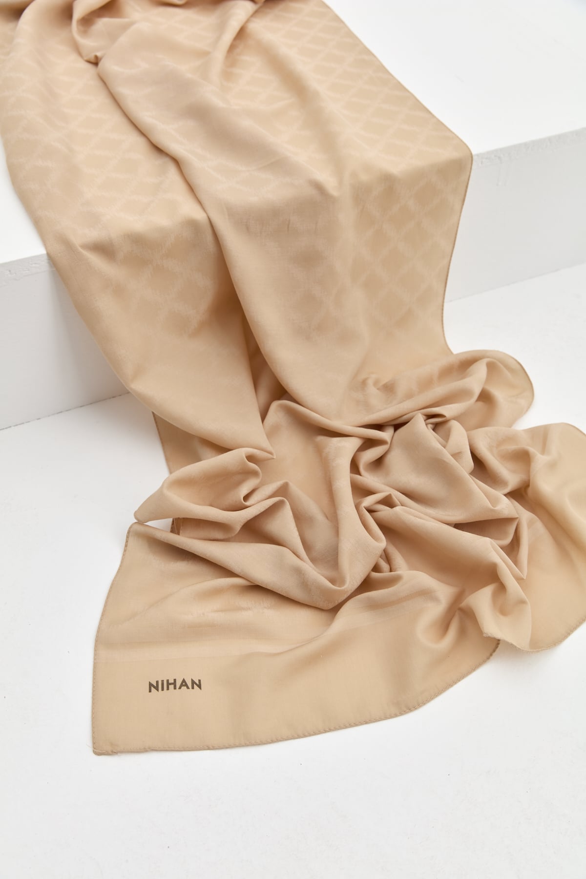 NİHAN Stil Şal Nihan Baklava Desen Şal  Bej_modest