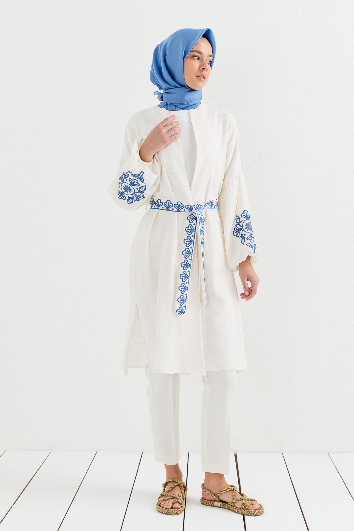 NİHAN Kimono Nihan Balon Kol Kimono  İndigo_modest
