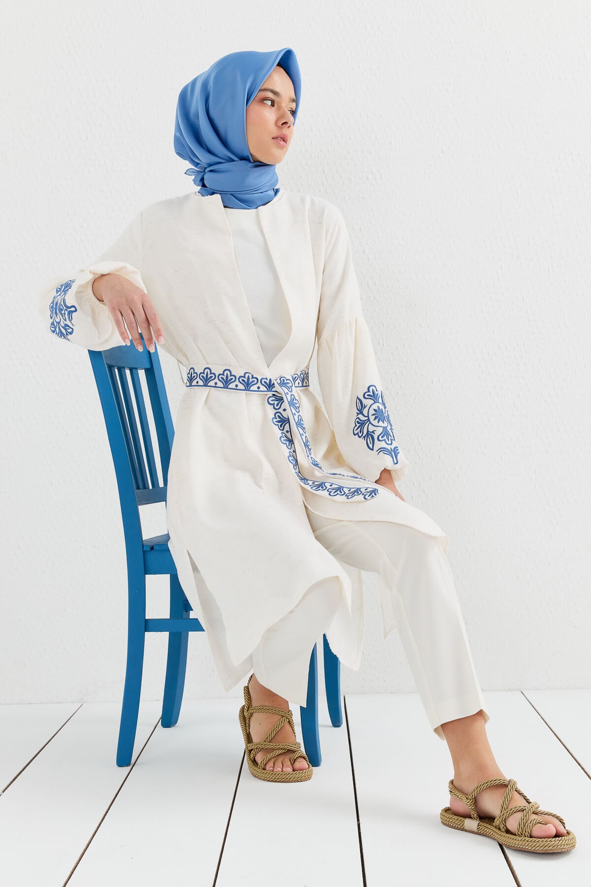 NİHAN Kimono Nihan Balon Kol Kimono  İndigo_modest
