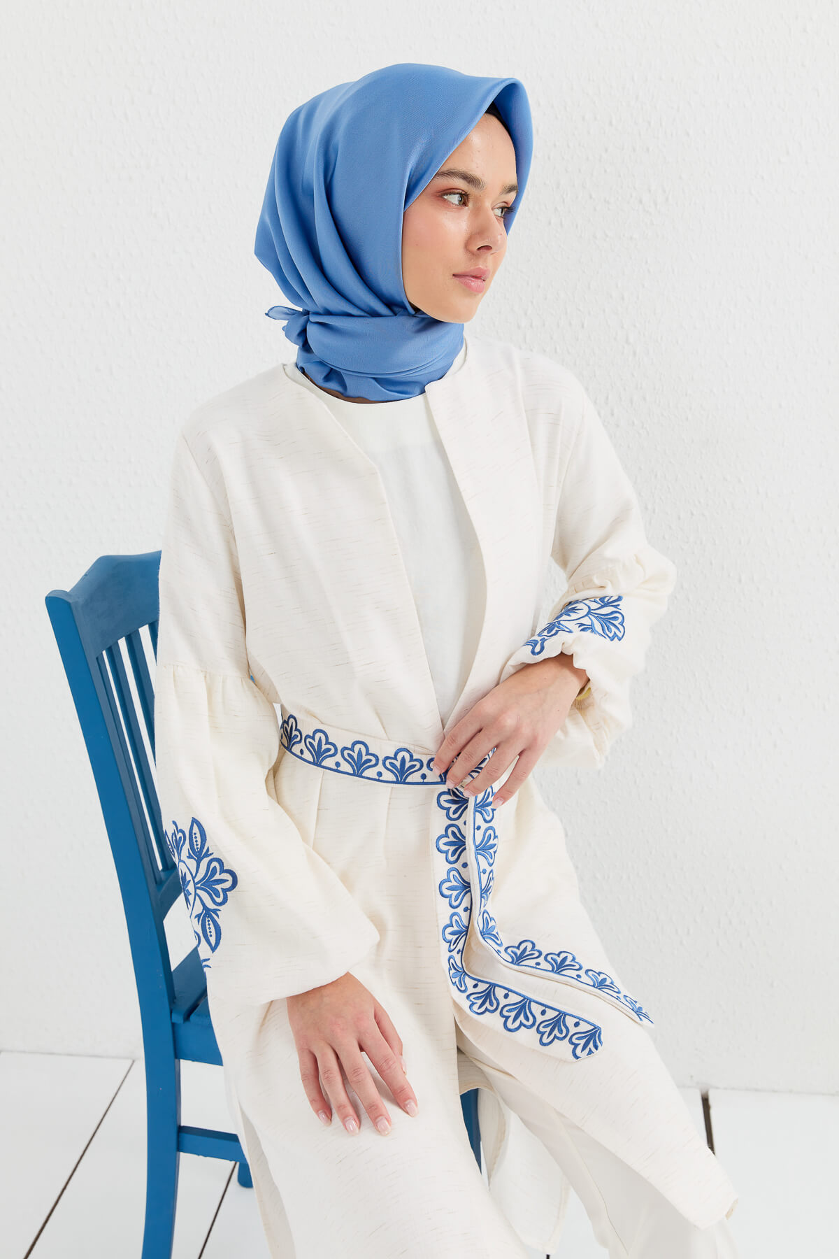 NİHAN Kimono Nihan Balon Kol Kimono  İndigo_modest