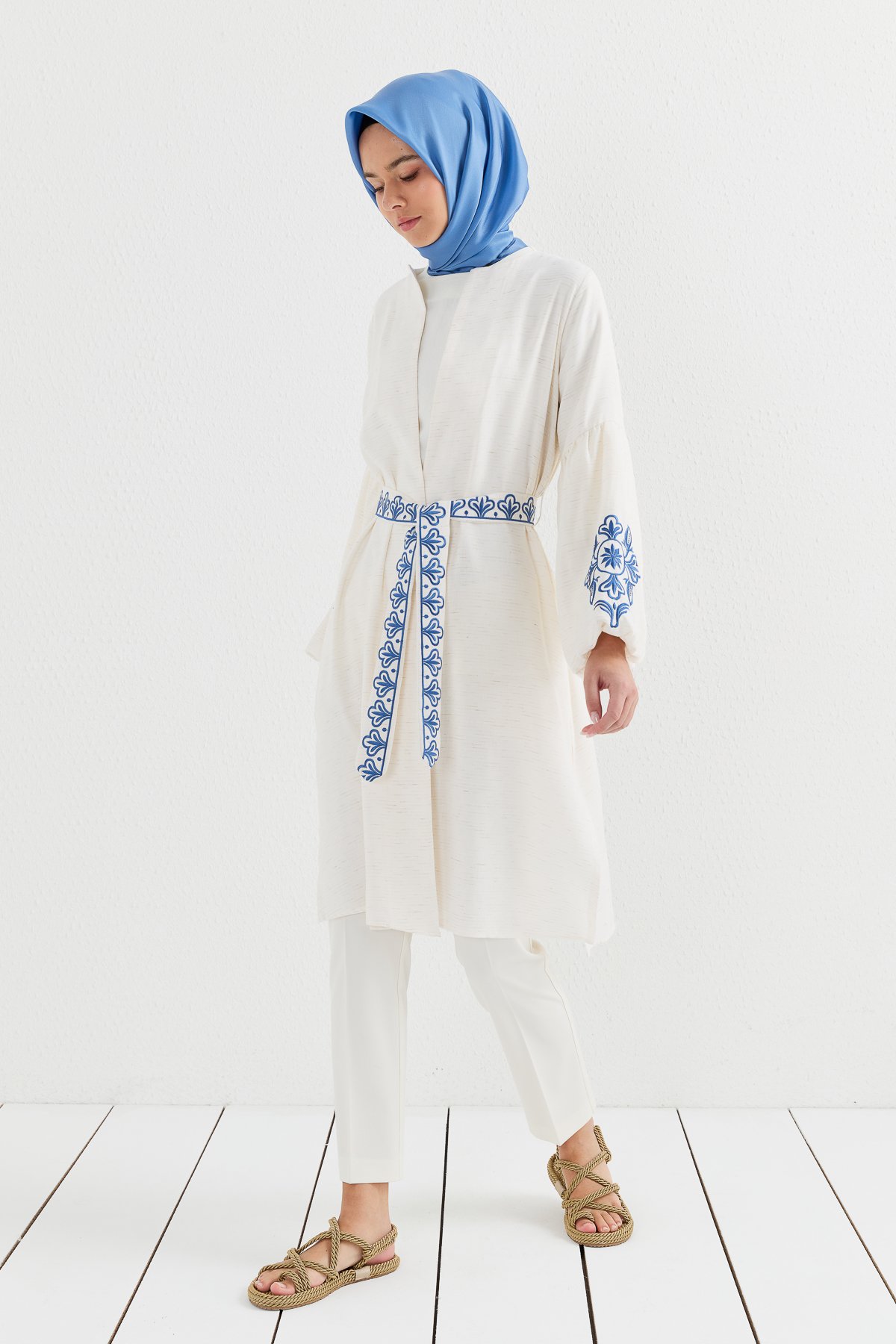 NİHAN Kimono Nihan Balon Kol Kimono  İndigo_modest