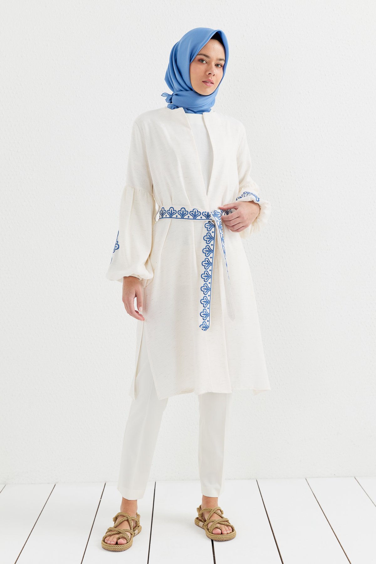 NİHAN Kimono Nihan Balon Kol Kimono  İndigo_modest