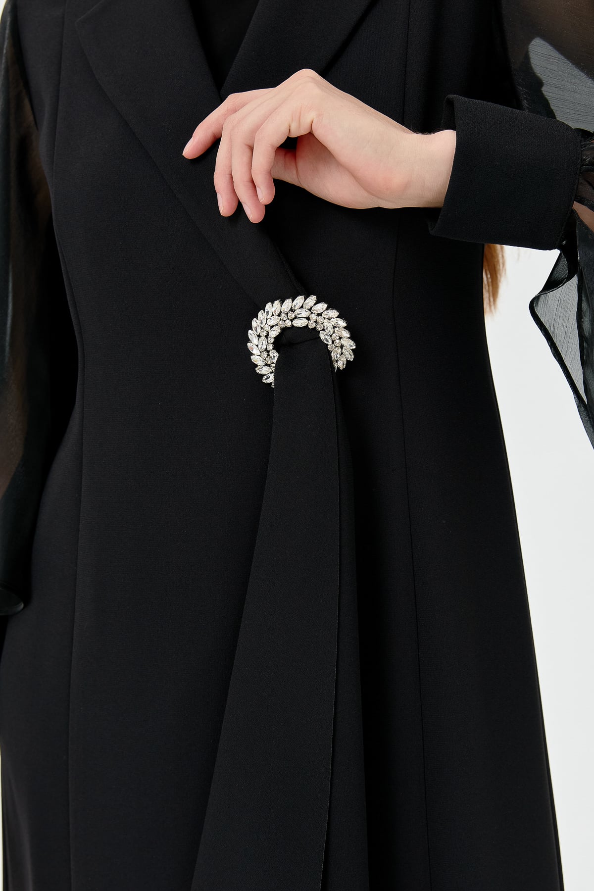 NİHAN Suits Nihan Balon Kollu Şık Kaftan Takım  Siyah_modest