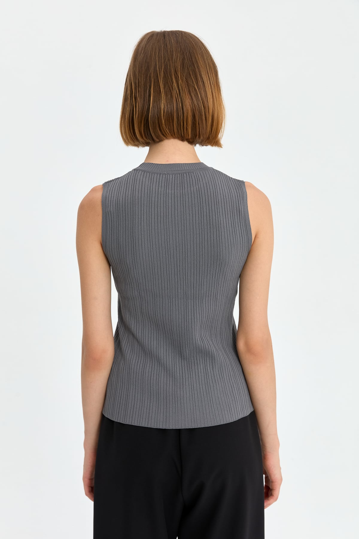 NİHAN İçlik Nihan Basic Fitilli Kolsuz Triko İçlik  Gri_modest