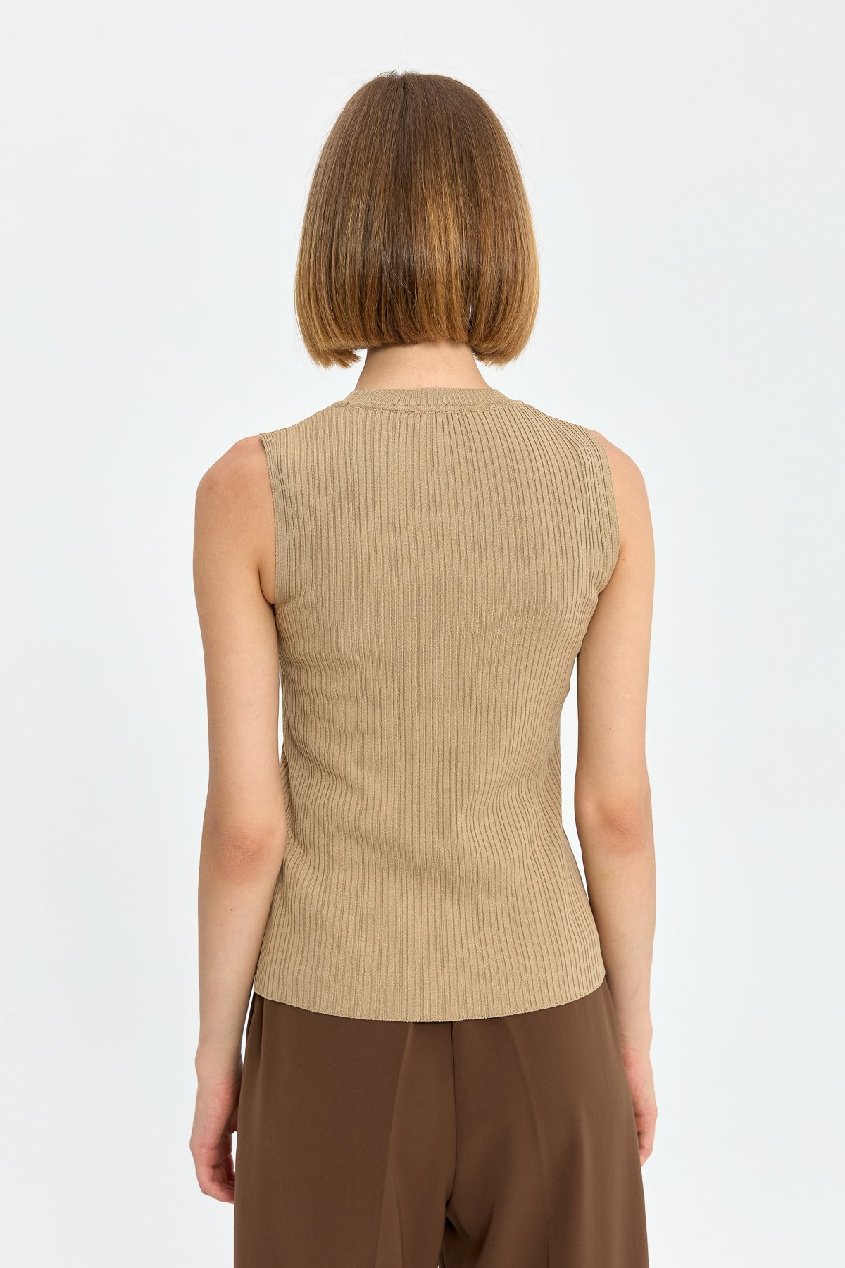 NİHAN Base Layers Nihan Basic Fitilli Kolsuz Triko İçlik  Bej_modest