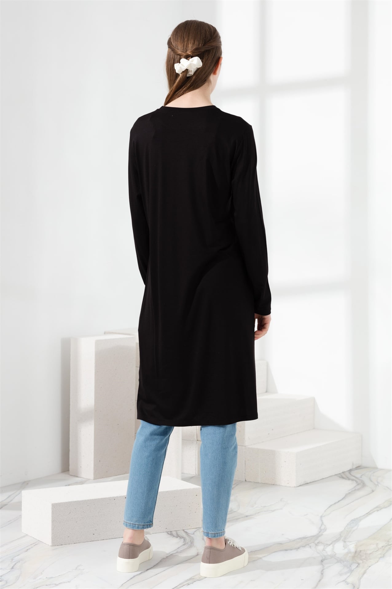 NİHAN Tunic Nihan Basic Penye Tunik  Siyah_modest