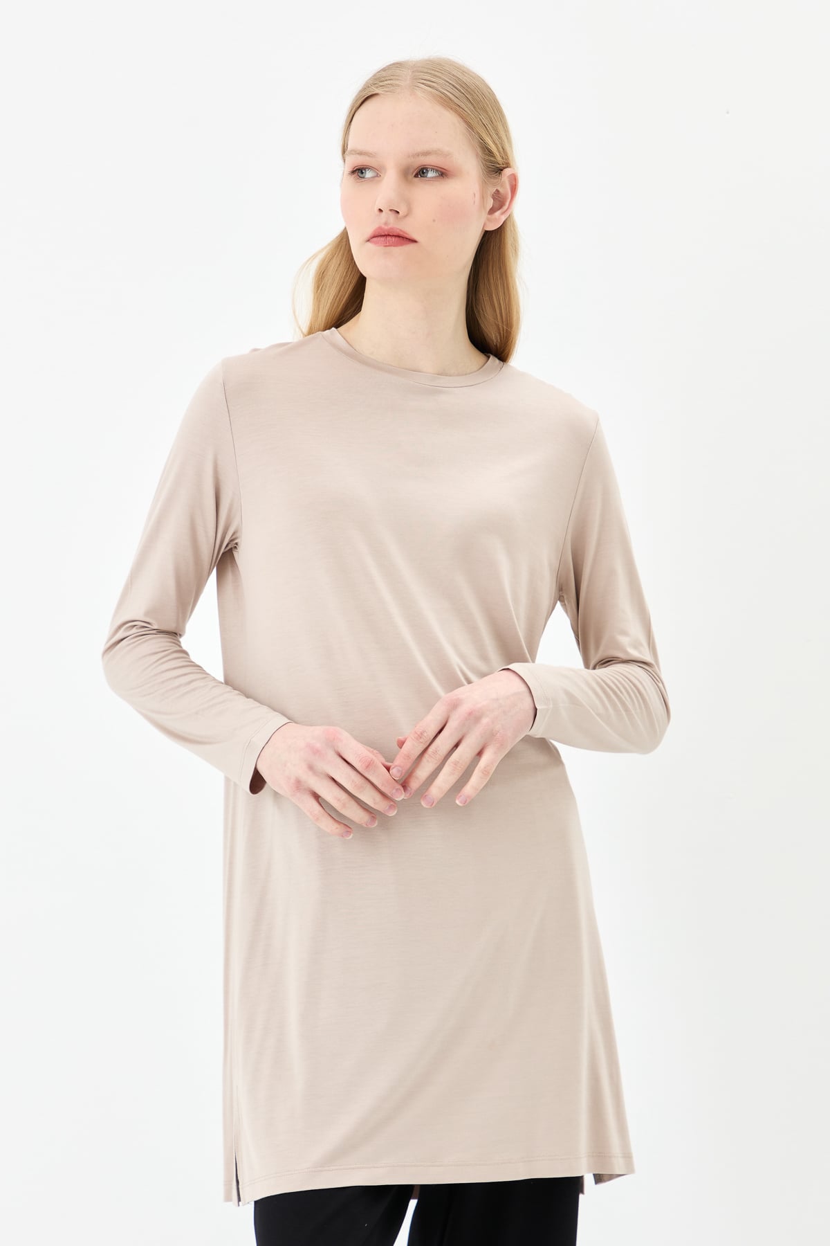 NİHAN Tunik Nihan Basic Penye Tunik  Taş_modest