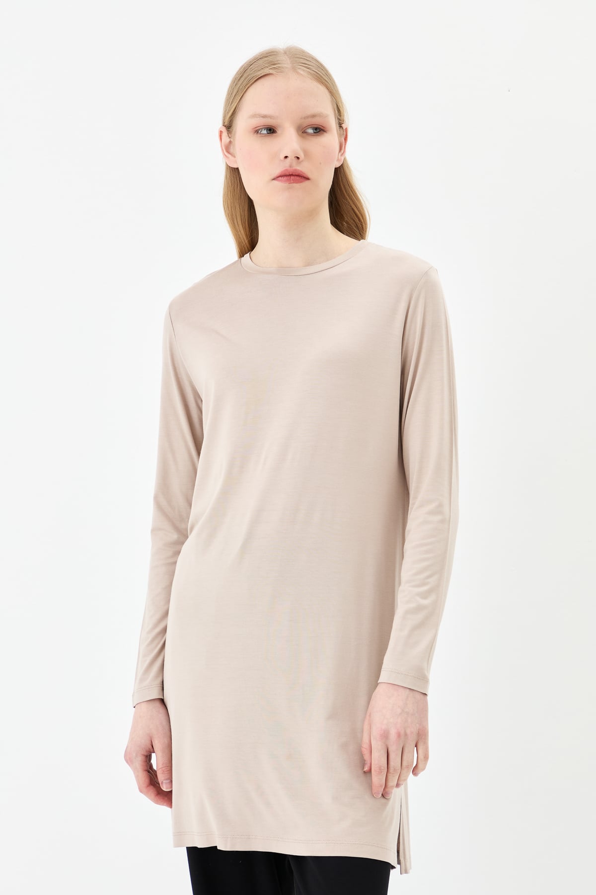 NİHAN Tunik Nihan Basic Penye Tunik  Taş_modest