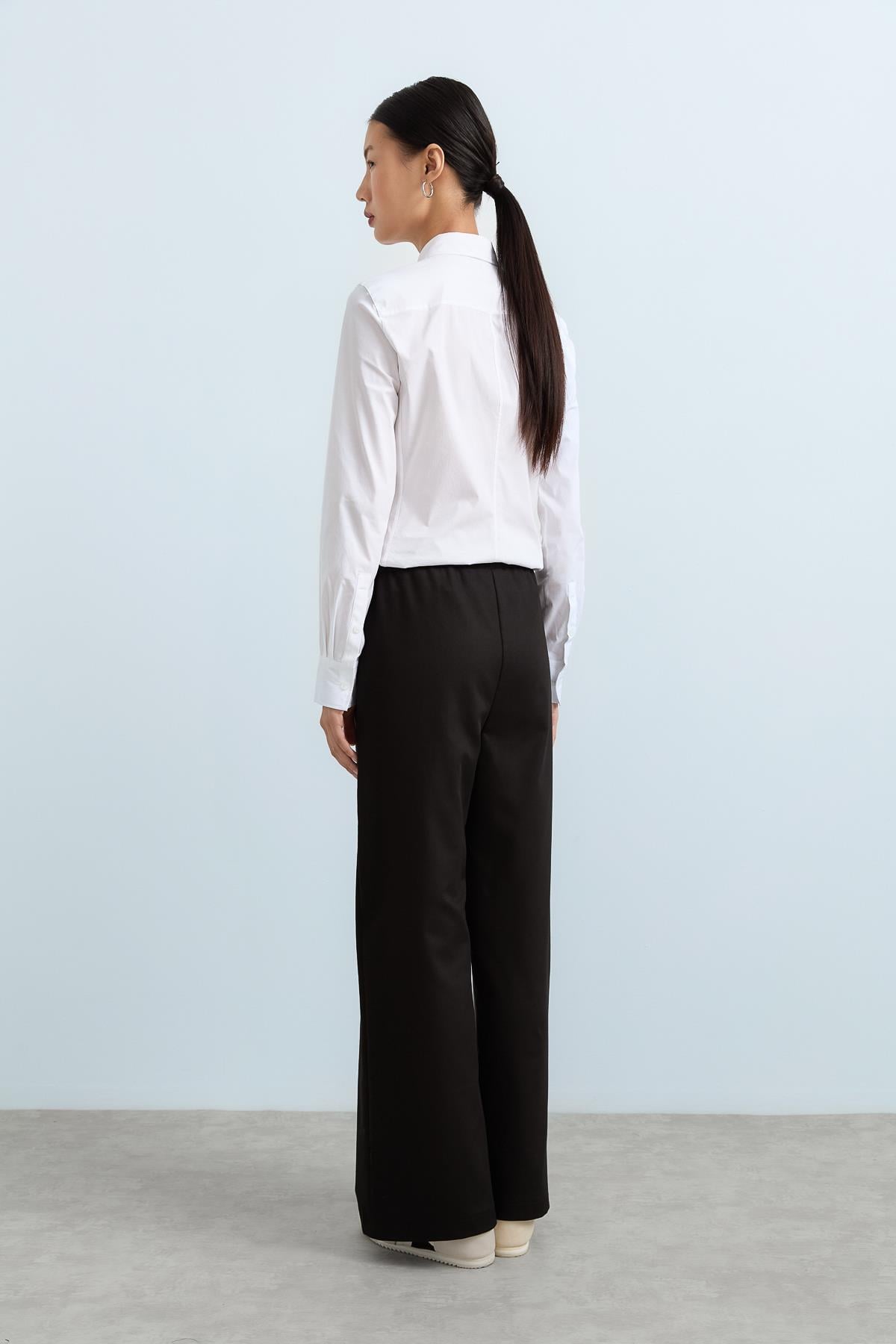NİHAN Pants Nihan Beli Lastikli  Bol Paça Pantolon  Siyah_modest