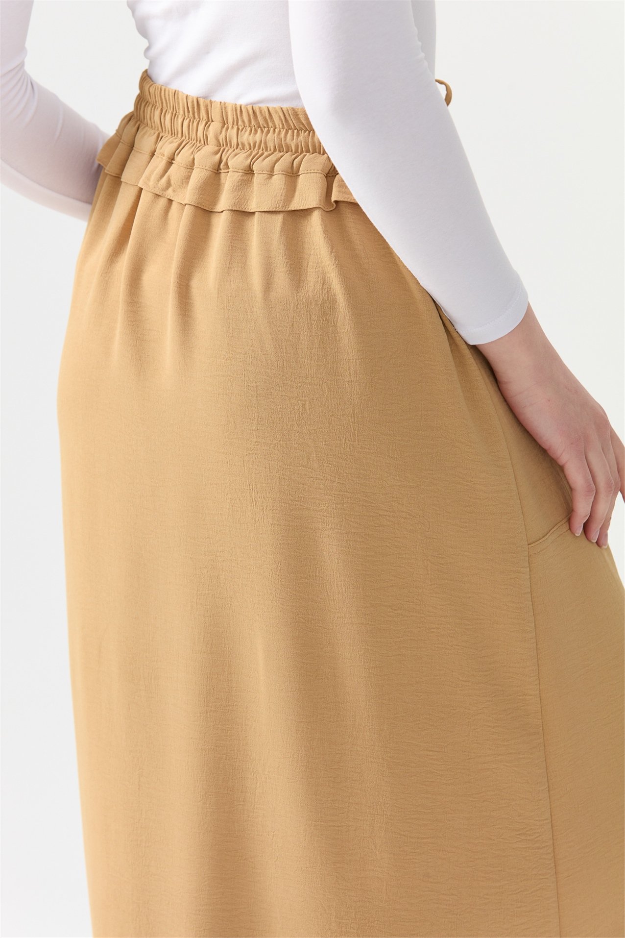 NİHAN Etek Nihan Beli Lastikli Etek  Kum_modest