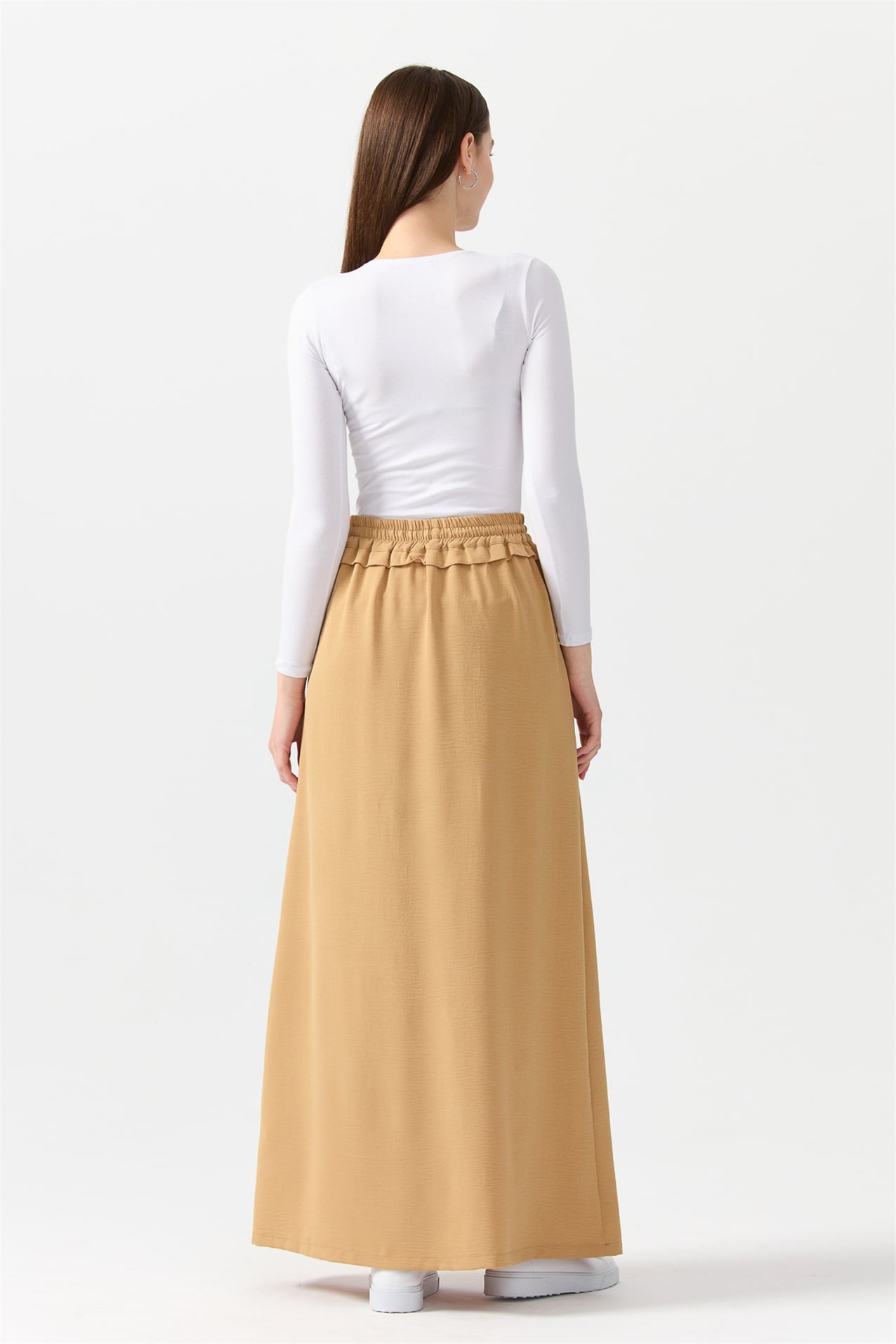 NİHAN Etek Nihan Beli Lastikli Etek  Kum_modest