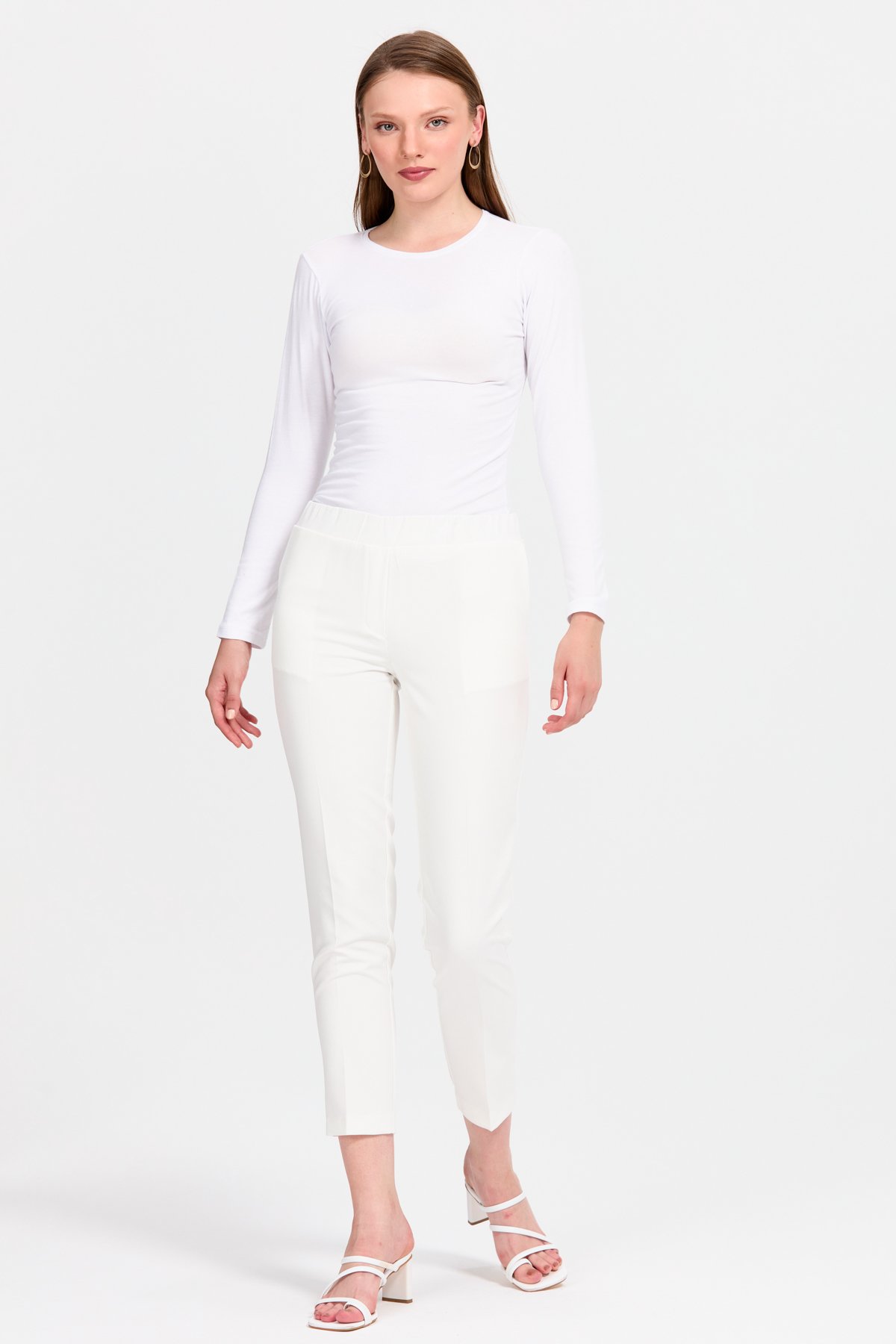NİHAN Pantolon Nihan Beli Lastikli Pantolon  Ekru_modest