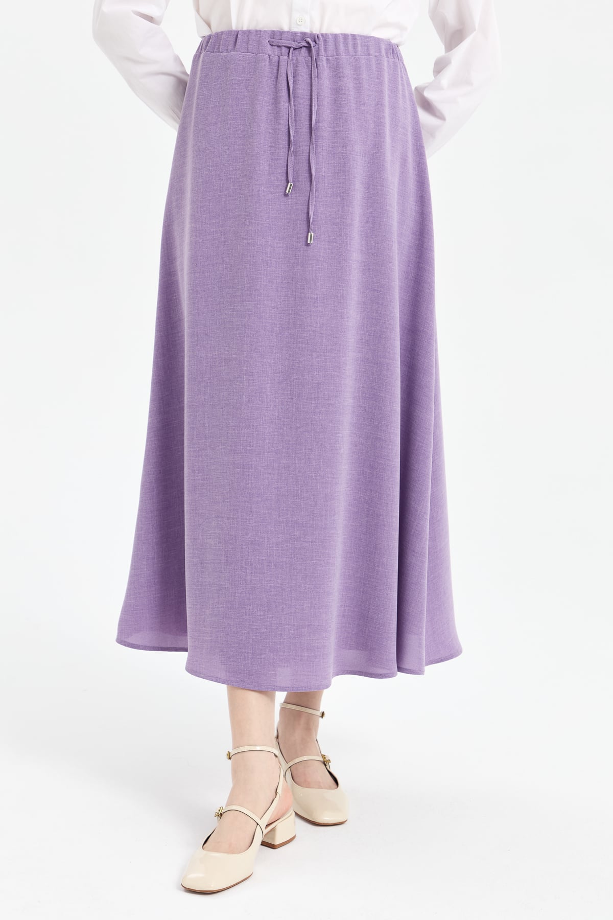 NİHAN Skirt Nihan Beli Lastikli Yarım Daire Etek  Lila_modest