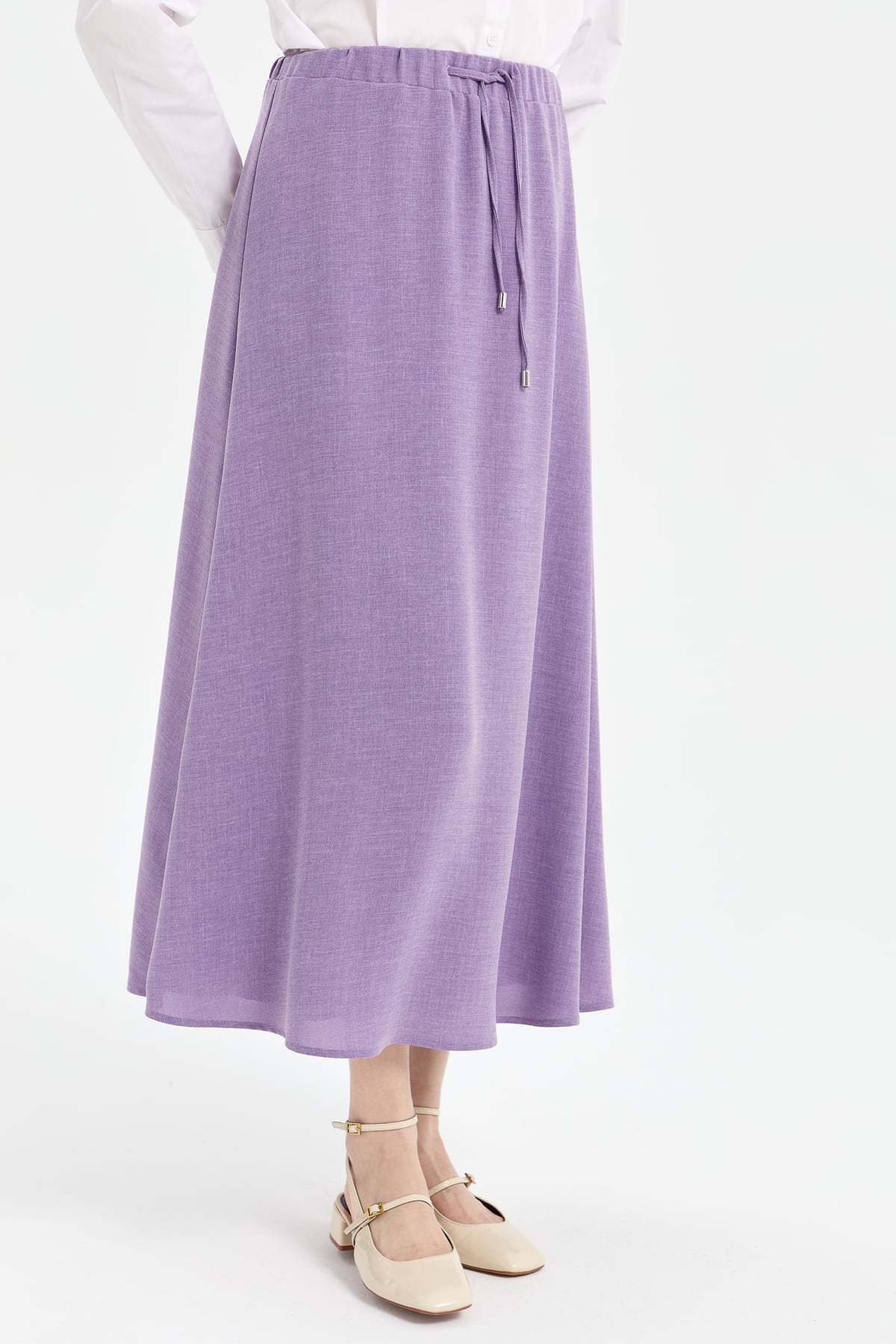 NİHAN Skirt Nihan Beli Lastikli Yarım Daire Etek  Lila_modest
