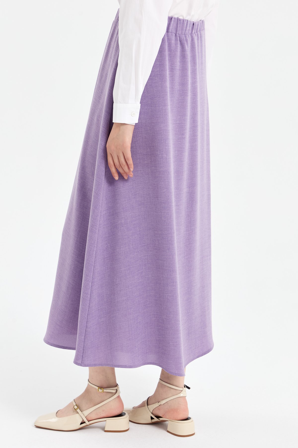 NİHAN Skirt Nihan Beli Lastikli Yarım Daire Etek  Lila_modest