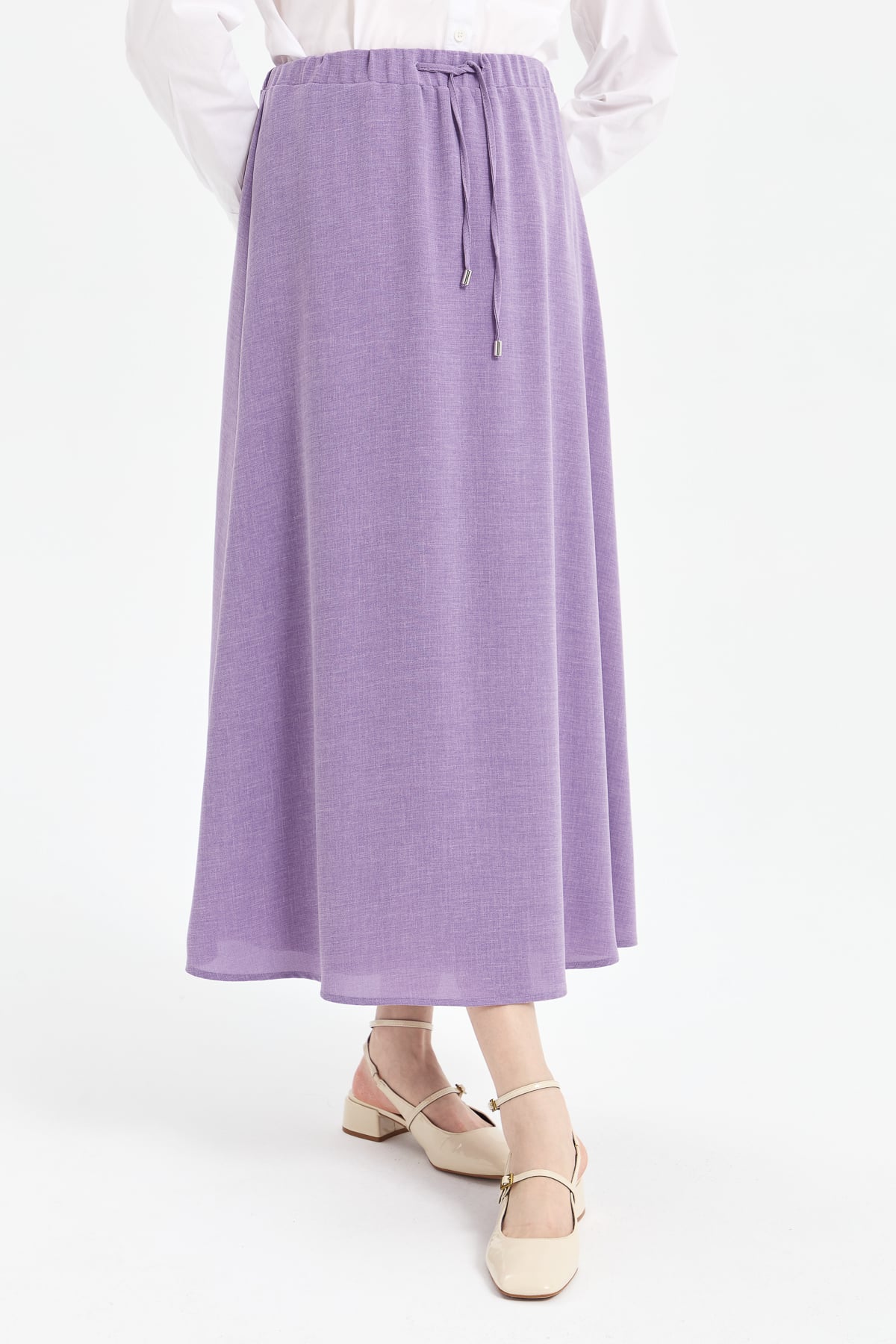 NİHAN Skirt Nihan Beli Lastikli Yarım Daire Etek  Lila_modest