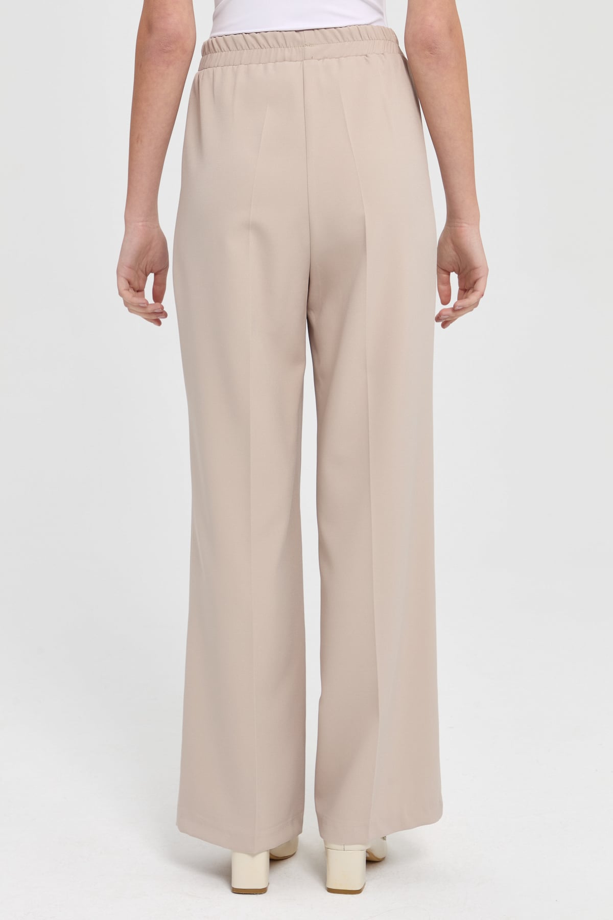 NİHAN Pants Nihan Beli Lastikli Yüksek Bel Pantolon  Bej_modest
