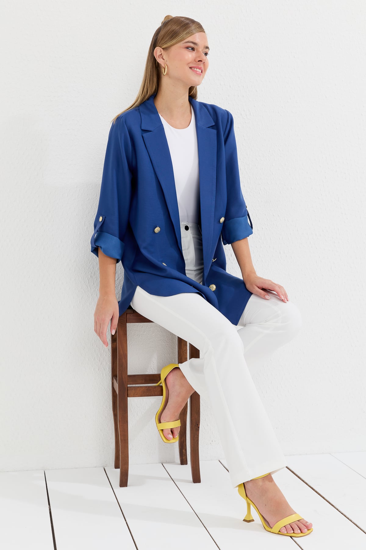 NİHAN Ceket Nihan Blazer Ceket  İndigo_modest