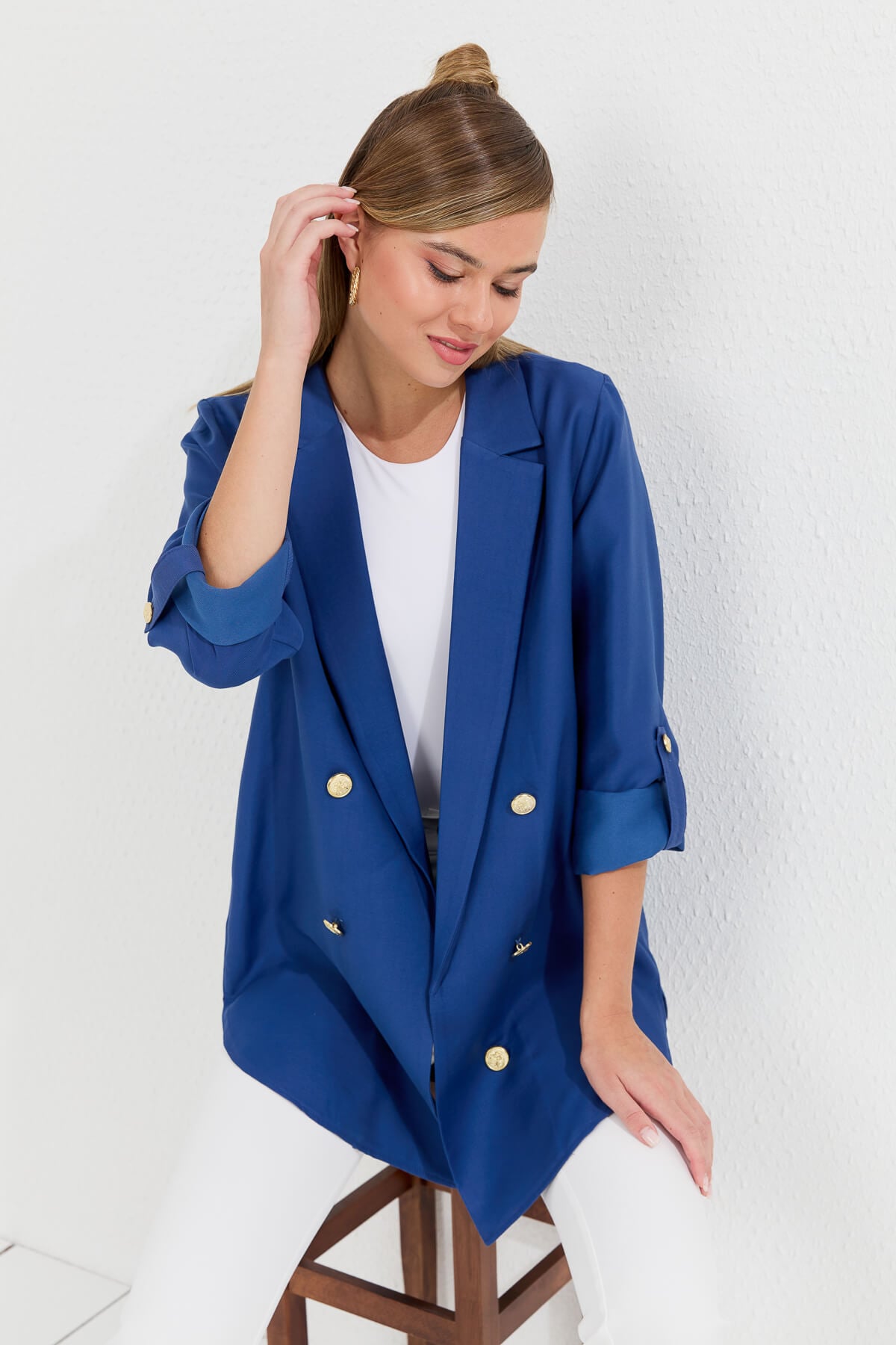 NİHAN Ceket Nihan Blazer Ceket  İndigo_modest