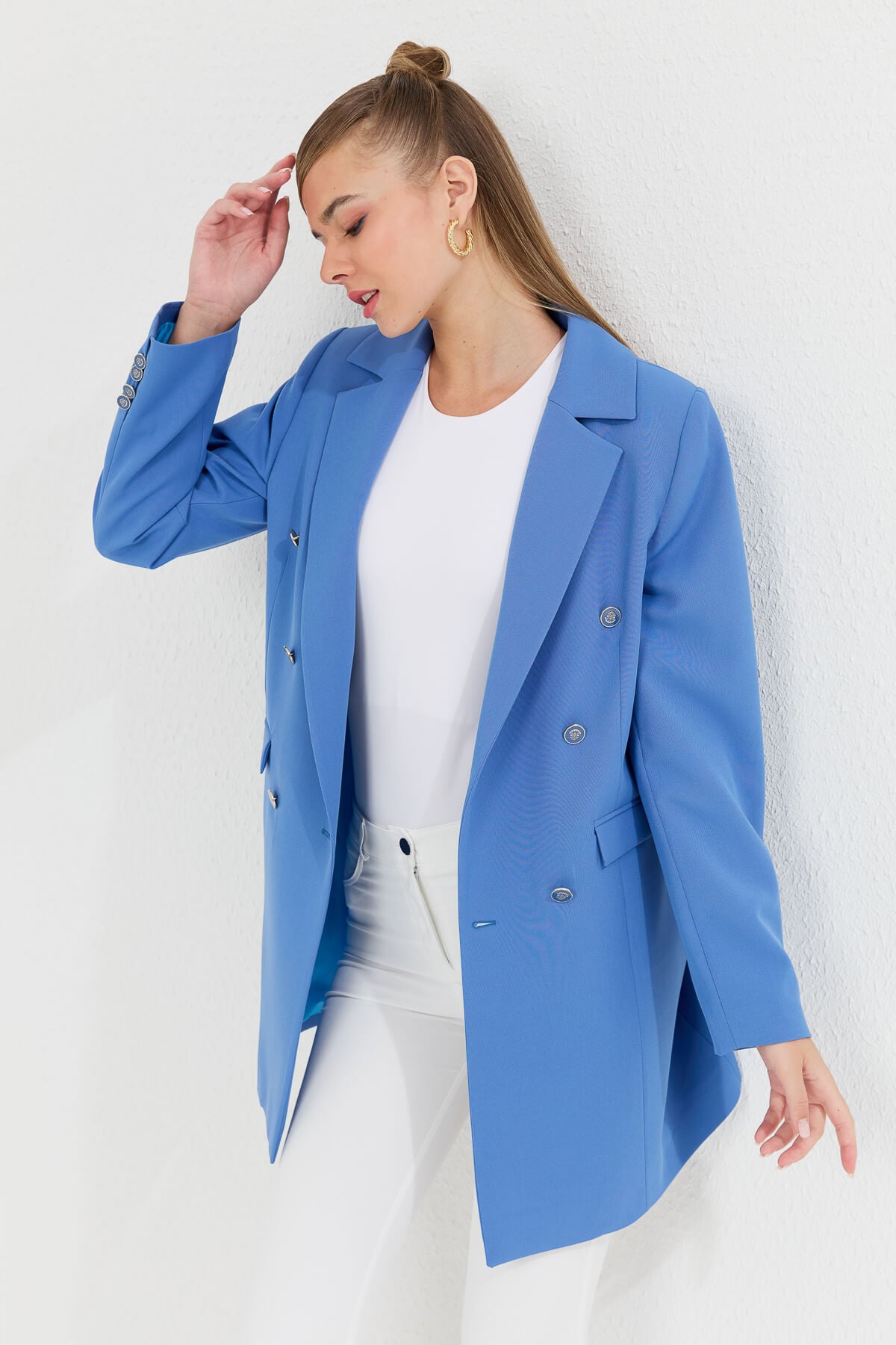 NİHAN Jacket Nihan Blazer Ceket  İndigo_modest