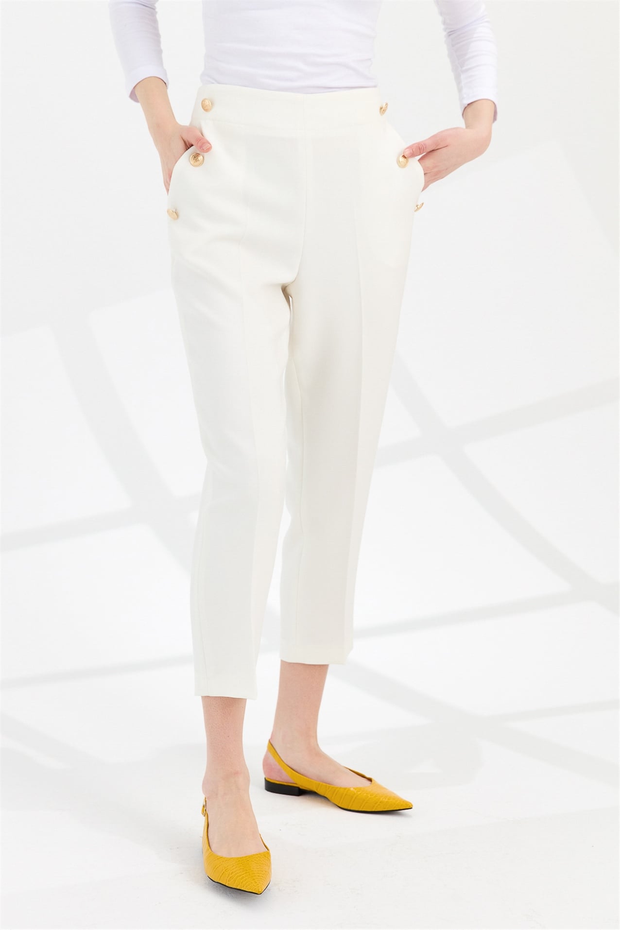 NİHAN Pantolon Nihan Blazer Pantolon  Ekru_modest