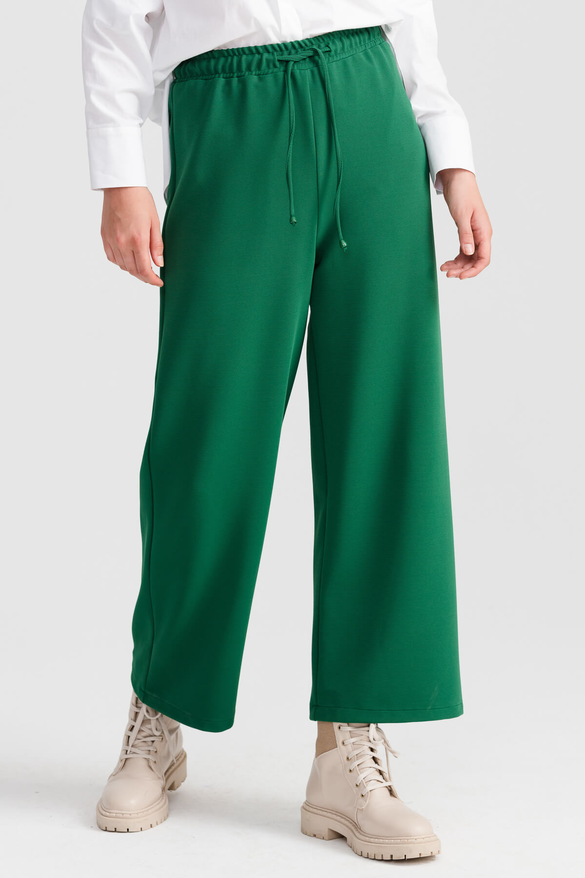NİHAN Pantolon Nihan Bol Paça Pantolon  Benetton Yeşili_modest