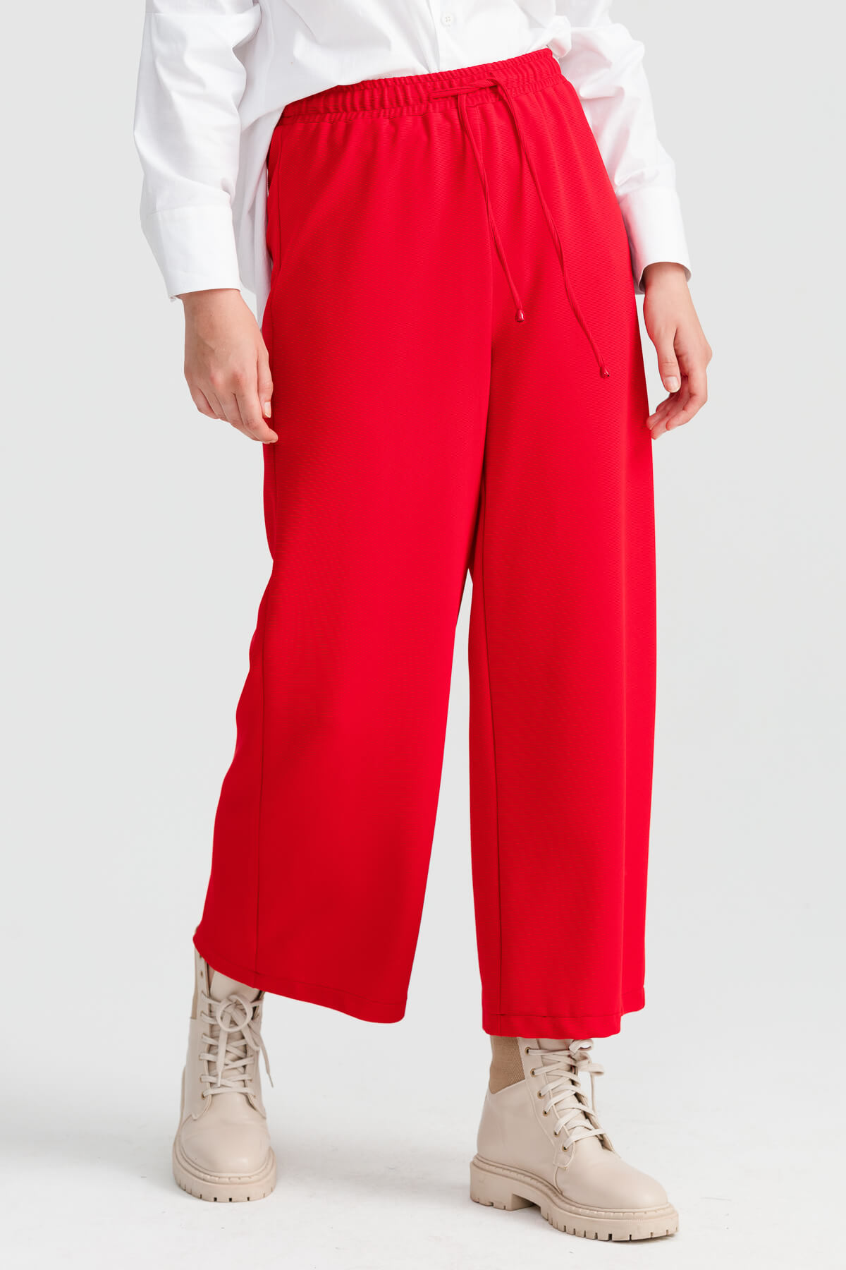 NİHAN Pantolon Nihan Bol Paça Pantolon  Kırmızı_modest