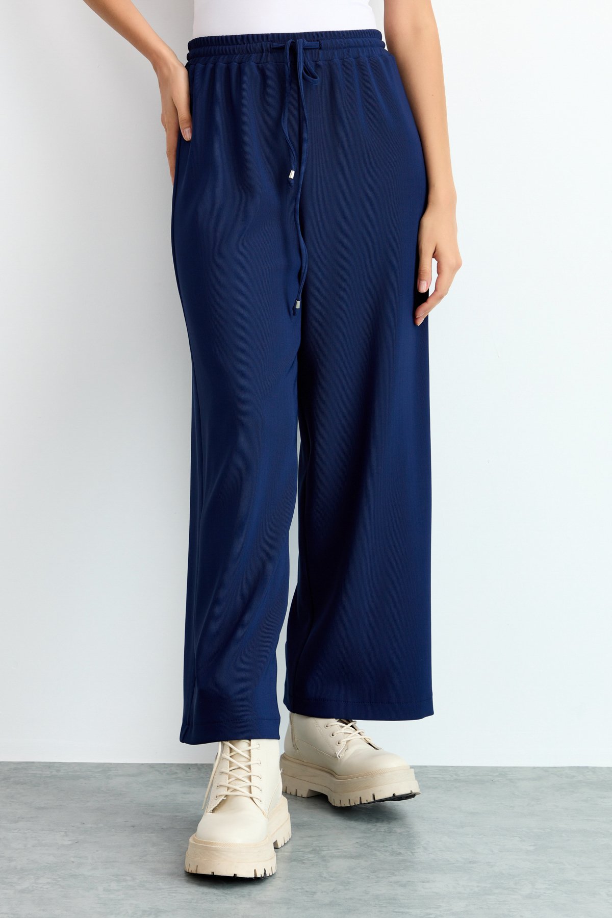 NİHAN Pants Nihan Bol Paça Pantolon  Lacivert_modest