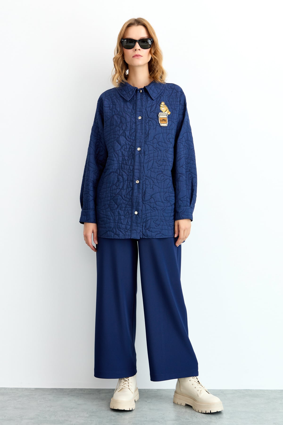 NİHAN Pants Nihan Bol Paça Pantolon  Lacivert_modest