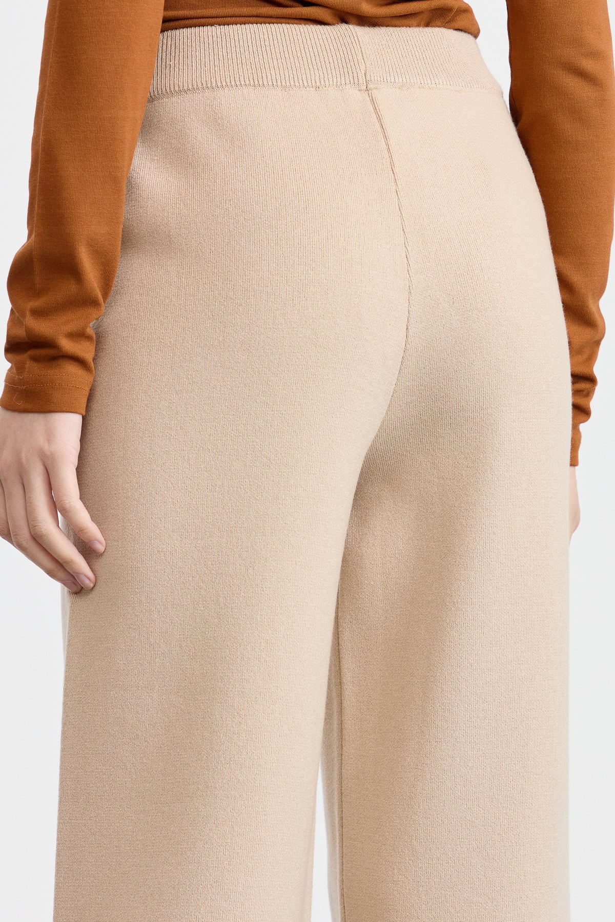NİHAN Pantolon Nihan Bol Triko Pantolon  Bej_modest