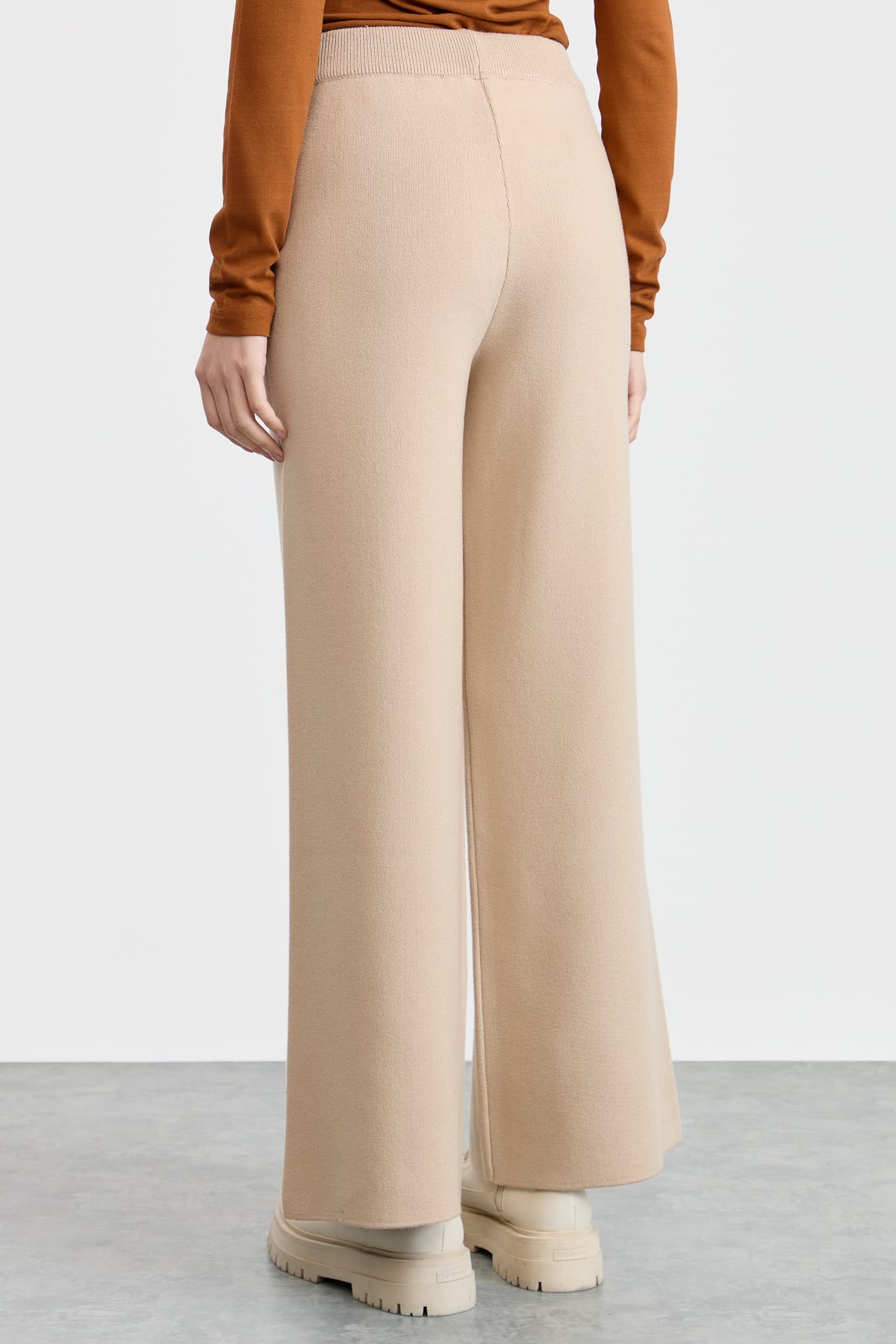 NİHAN Pantolon Nihan Bol Triko Pantolon  Bej_modest