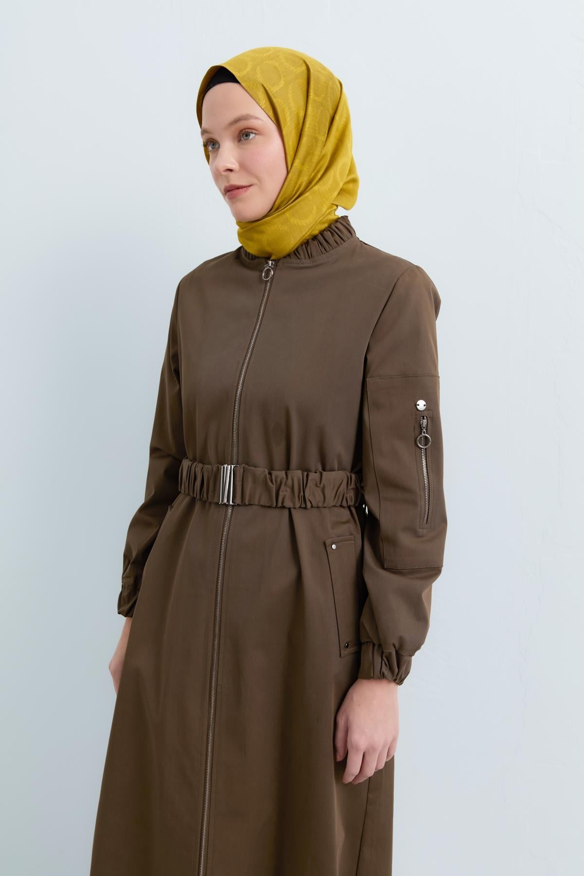 NİHAN Kap Nihan Bomber Uzun Kap  Haki_modest