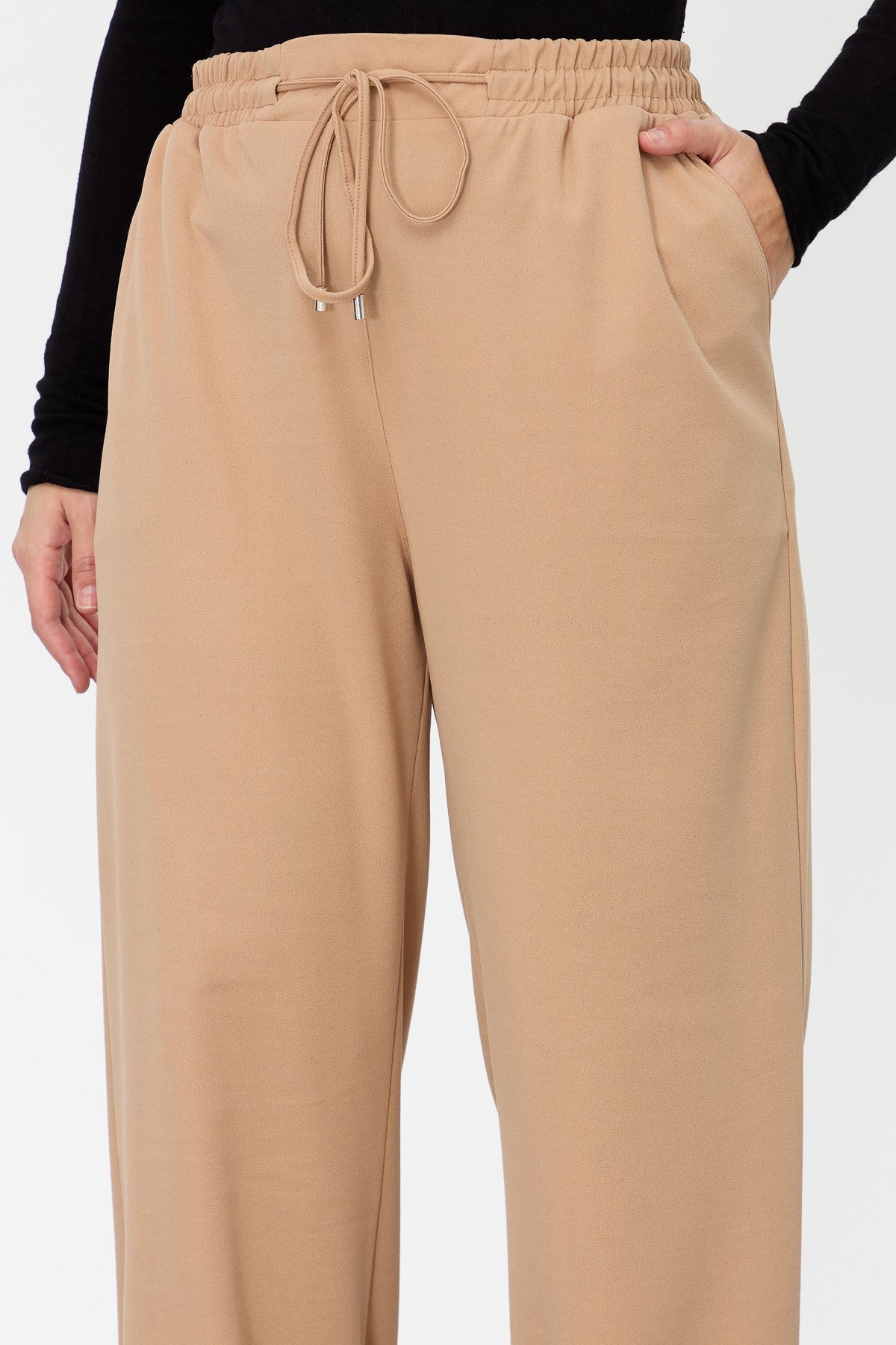 NİHAN Pantolon Nihan Büyük Beden Beli Lastikli Bol Pantolon  Camel_modest