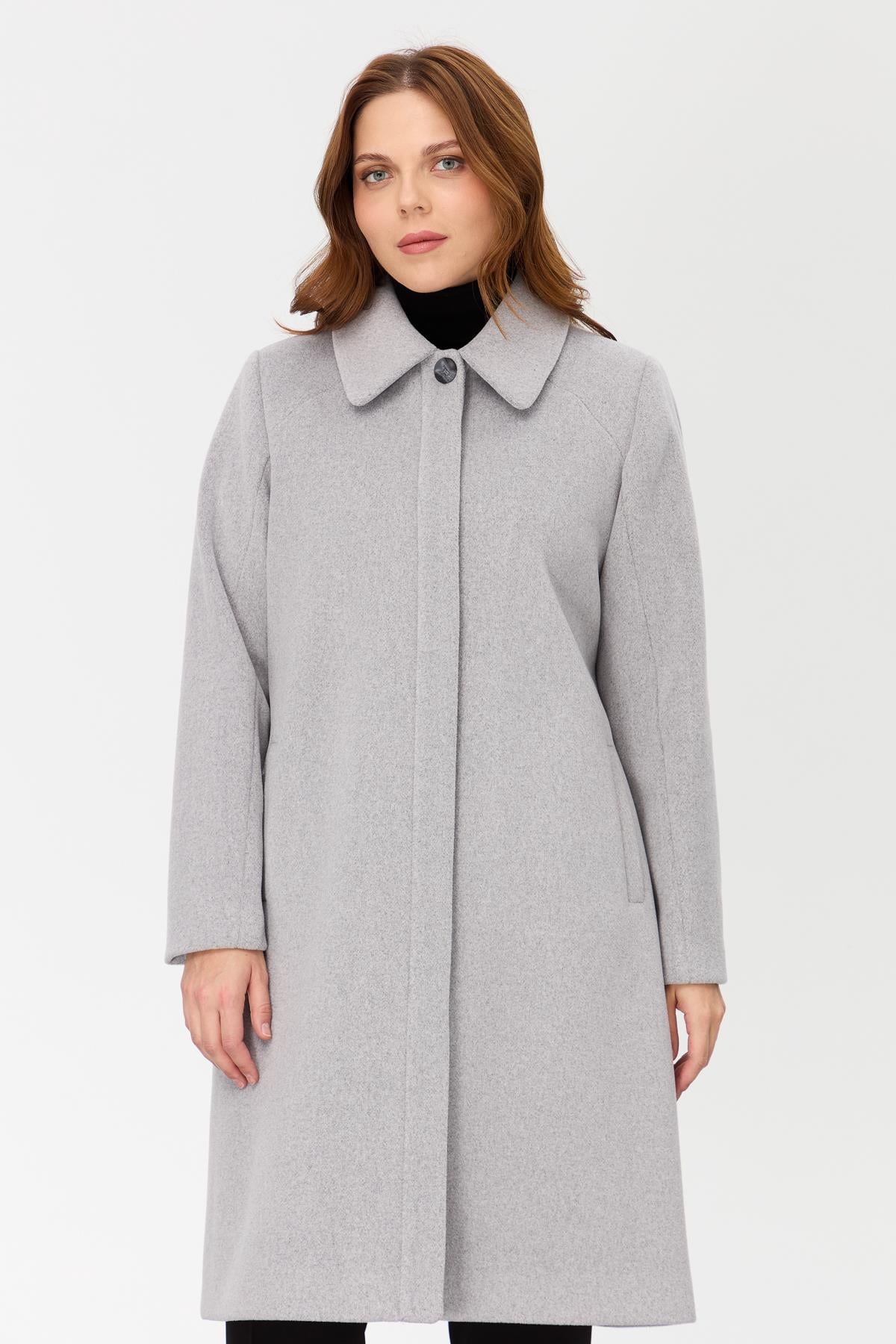 NİHAN Coat Nihan Büyük Beden Kaşe Kaban  Gri_modest