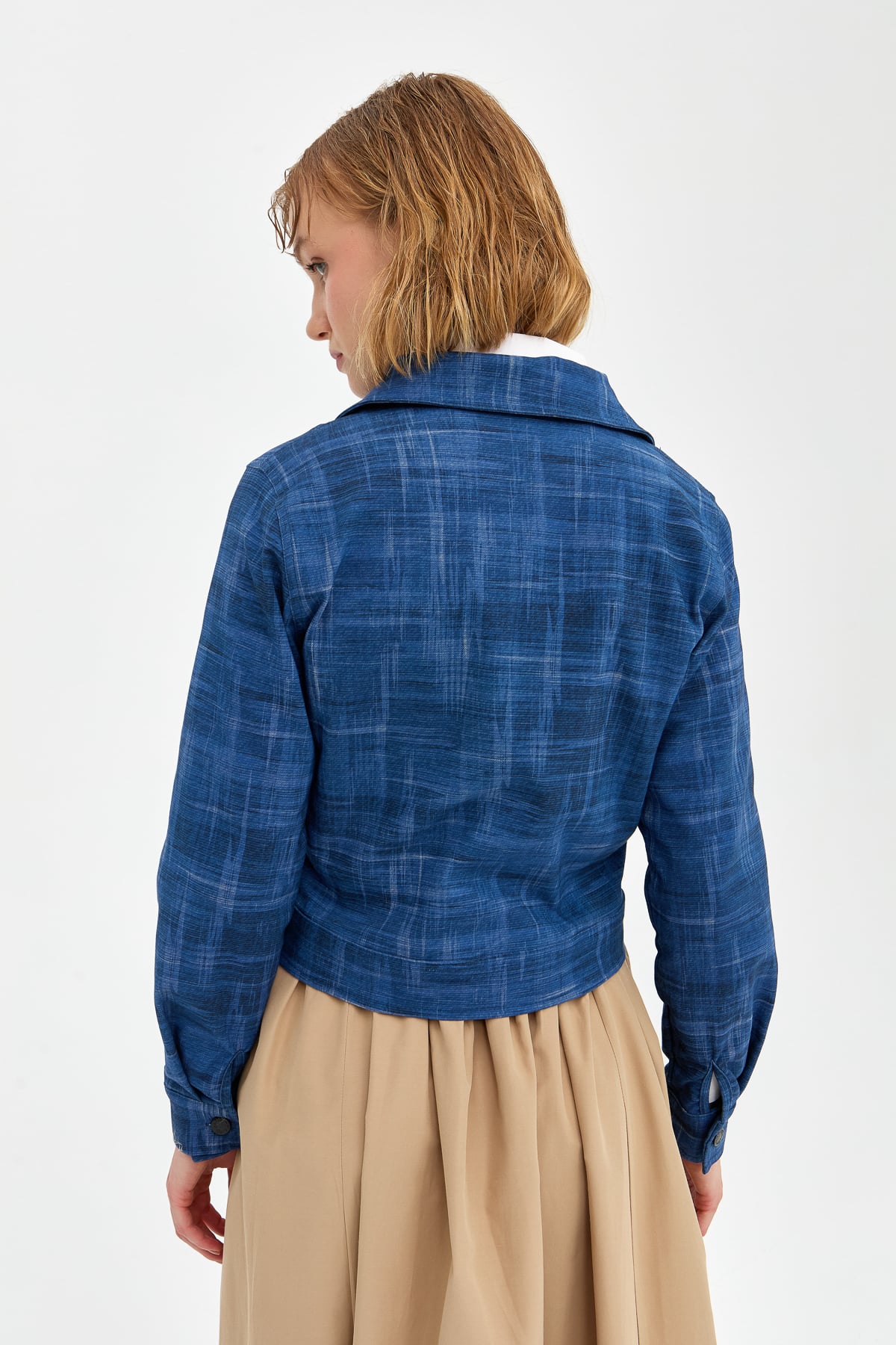 NİHAN Jacket Nihan Cep Kapaklı Düğmeli Kot Ceket  İndigo_modest