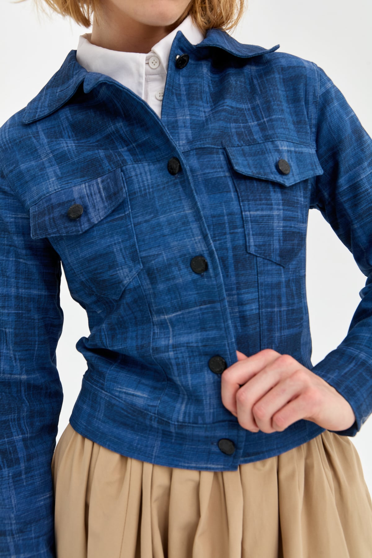 NİHAN Jacket Nihan Cep Kapaklı Düğmeli Kot Ceket  İndigo_modest
