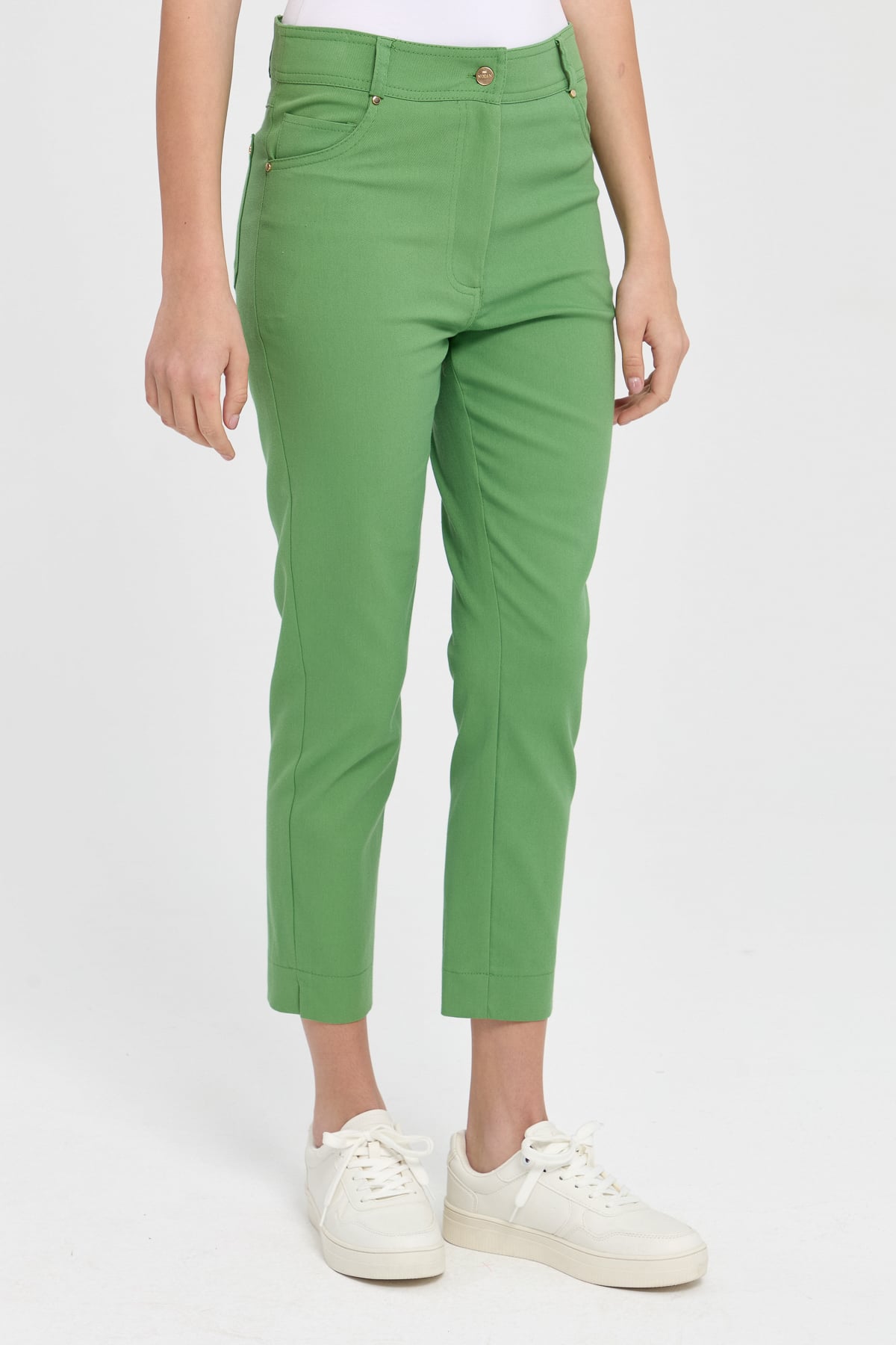 NİHAN Pants Nihan Dar Paça Kanvas Pantolon  Benetton Yeşili_modest