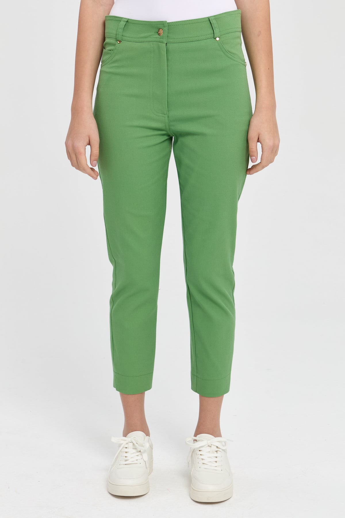 NİHAN Pants Nihan Dar Paça Kanvas Pantolon  Benetton Yeşili_modest