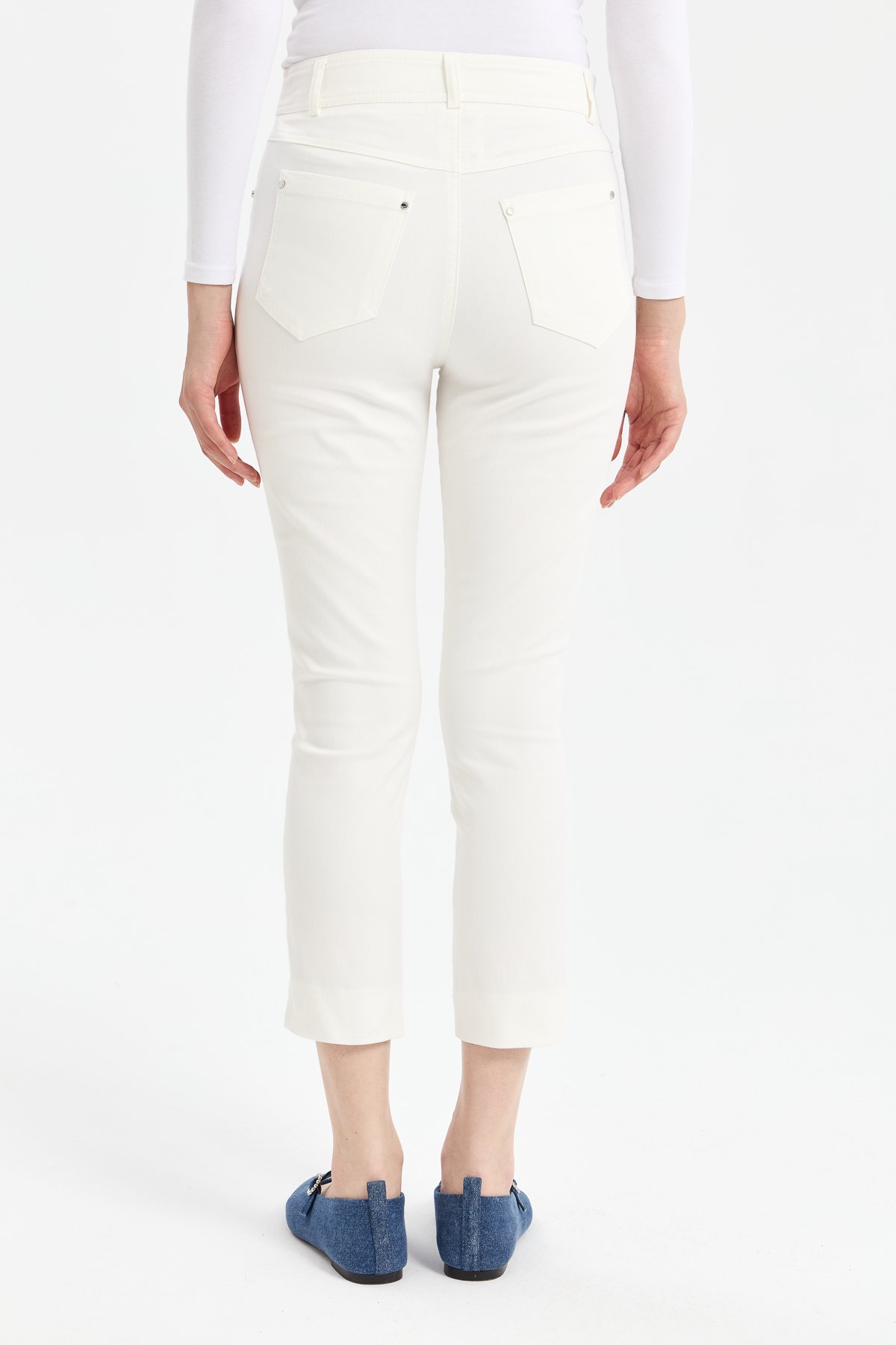 NİHAN Pants Nihan Dar Paça Kanvas Pantolon  Ekru_modest