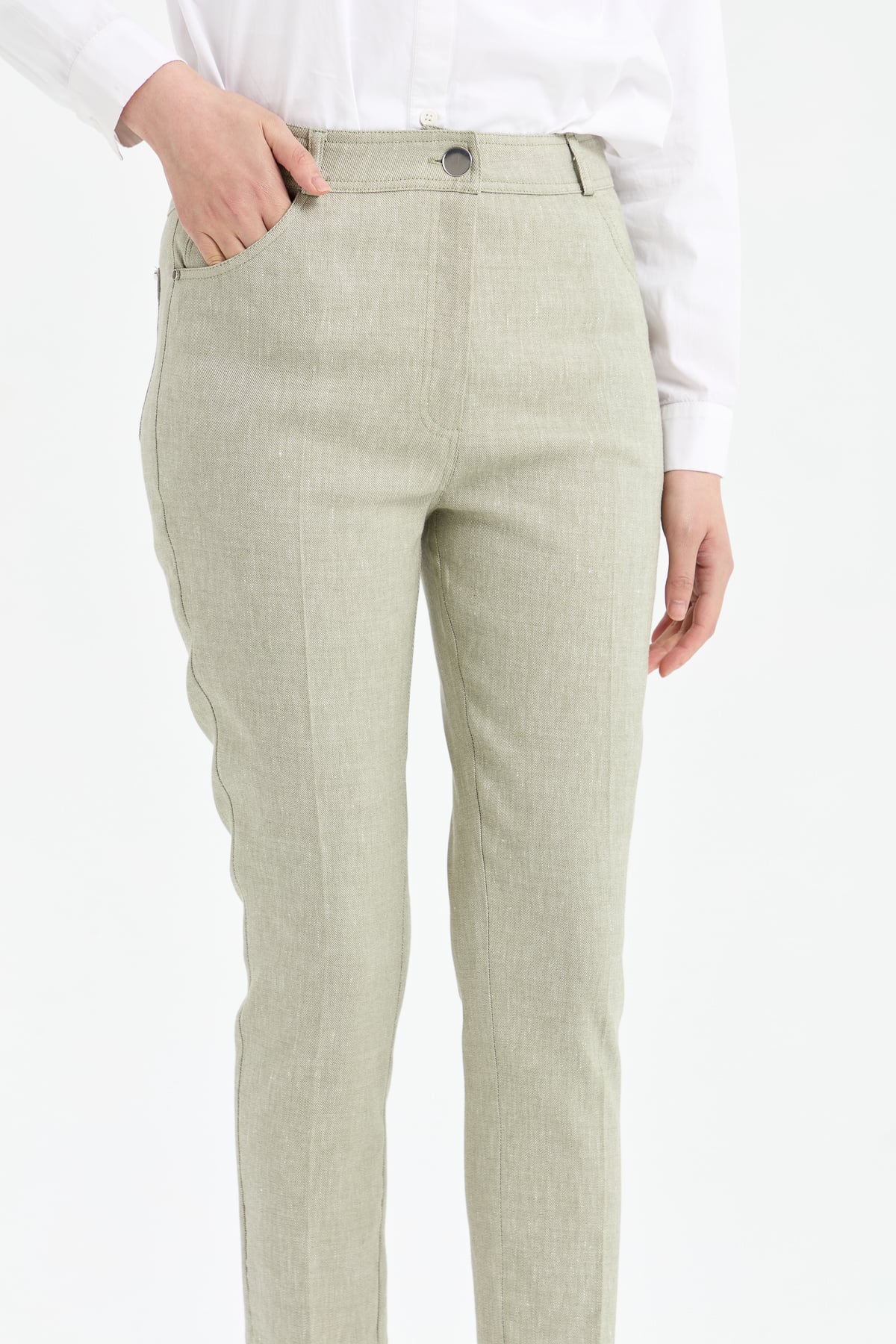 NİHAN Pants Nihan Dar Paça Pantolon  Su Yeşili_modest