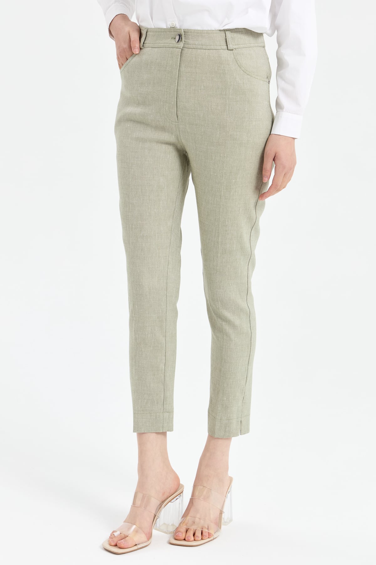 NİHAN Pants Nihan Dar Paça Pantolon  Su Yeşili_modest