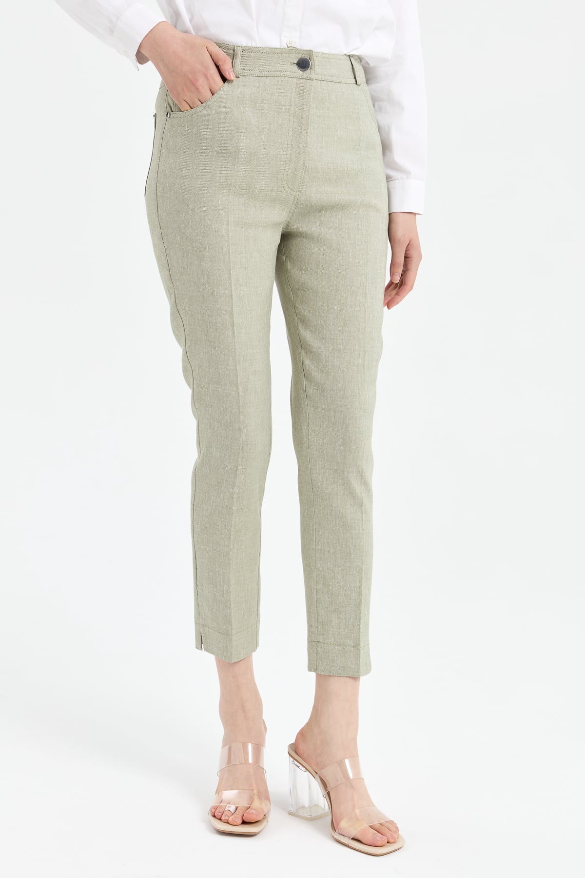 NİHAN Pants Nihan Dar Paça Pantolon  Su Yeşili_modest