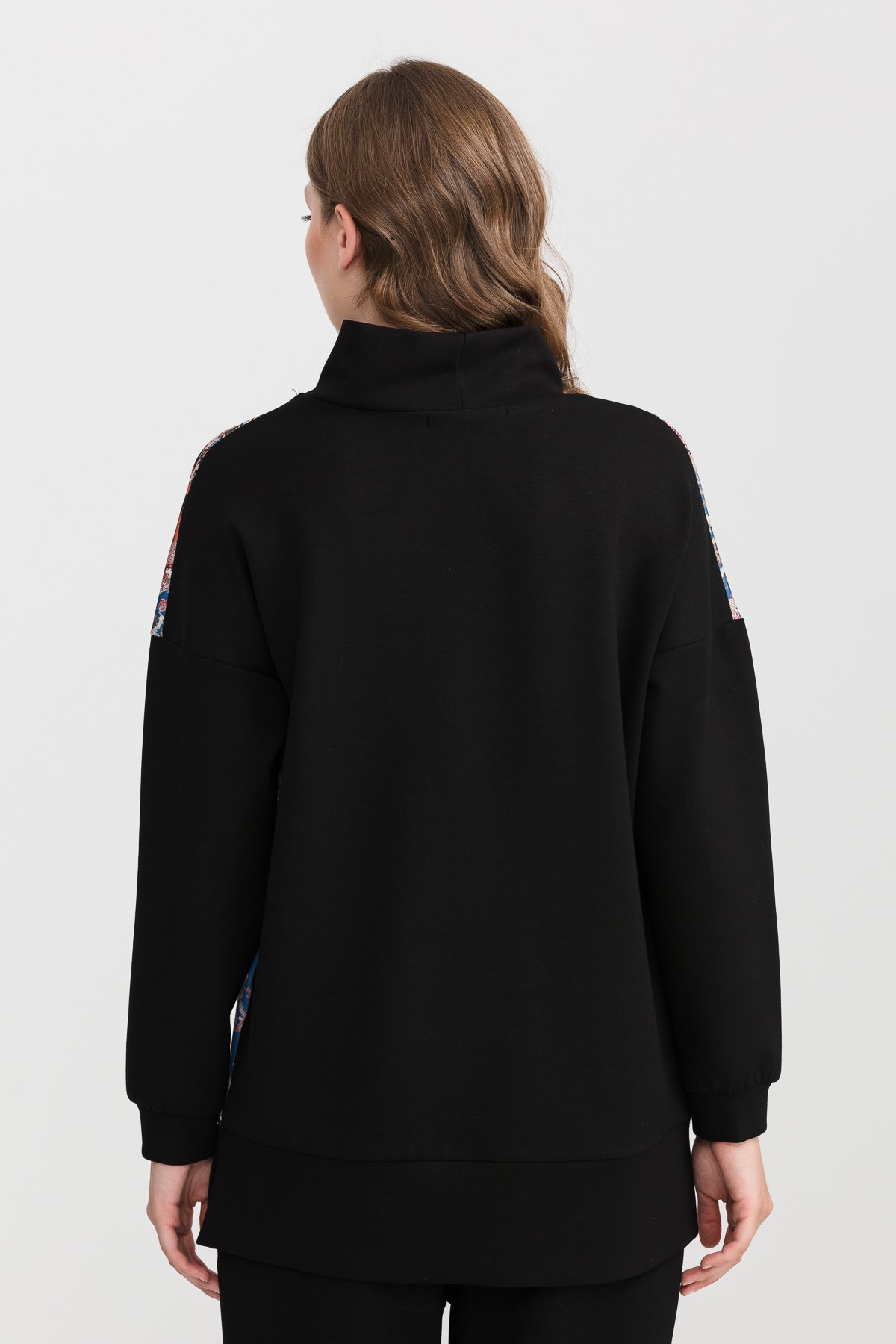 NİHAN Sweat Nihan Desen Garnili Scuba Sweat  Siyah_modest
