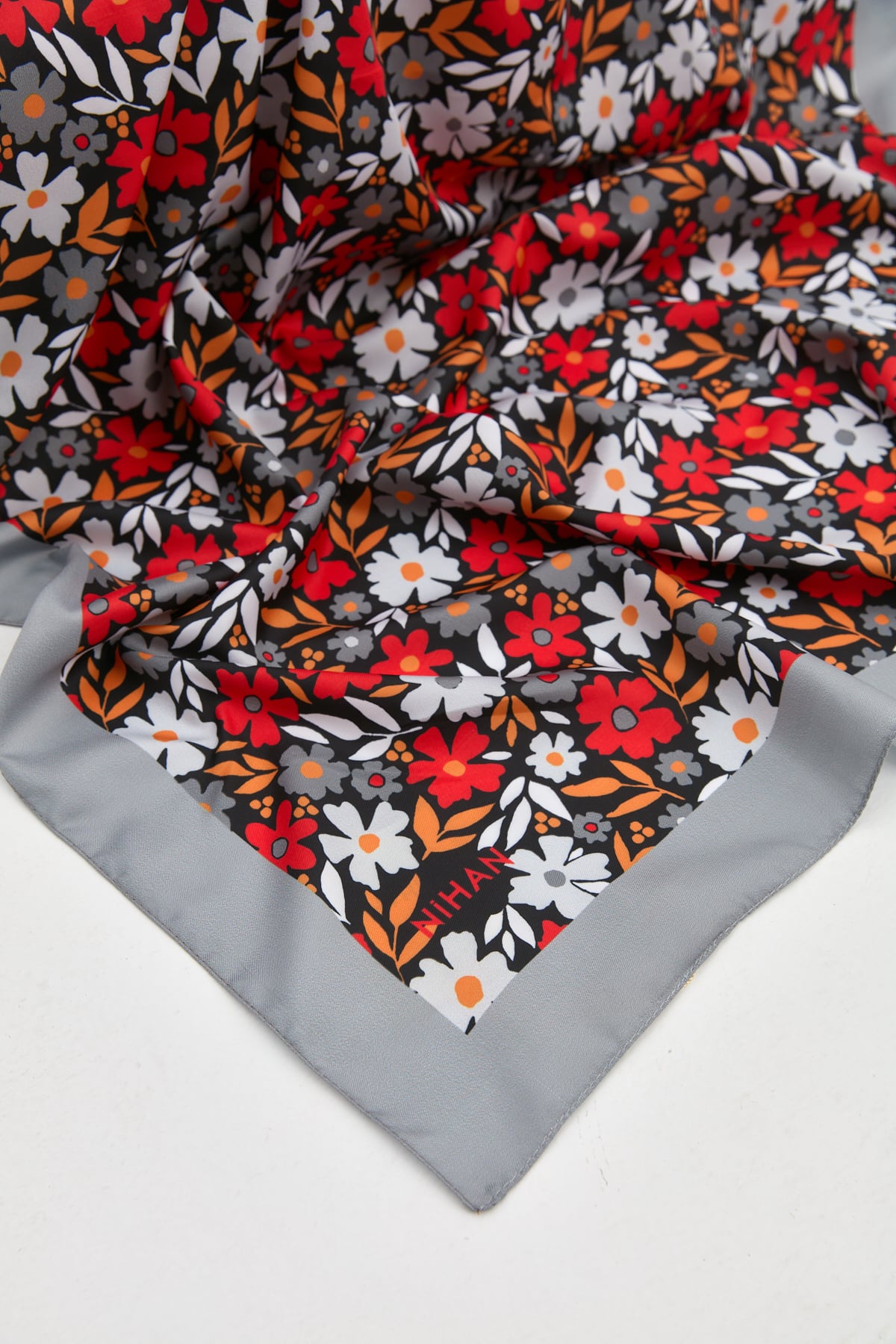 NİHAN Stil Şal Nihan Desenli Twill Şal  Gri_modest