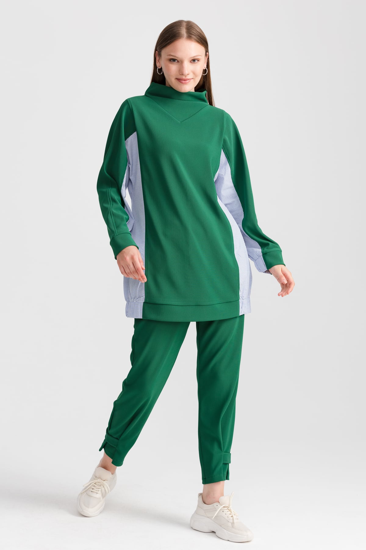 NİHAN Sweat Nihan Dik Yaka Oversize Sweat  Benetton Yeşili_modest