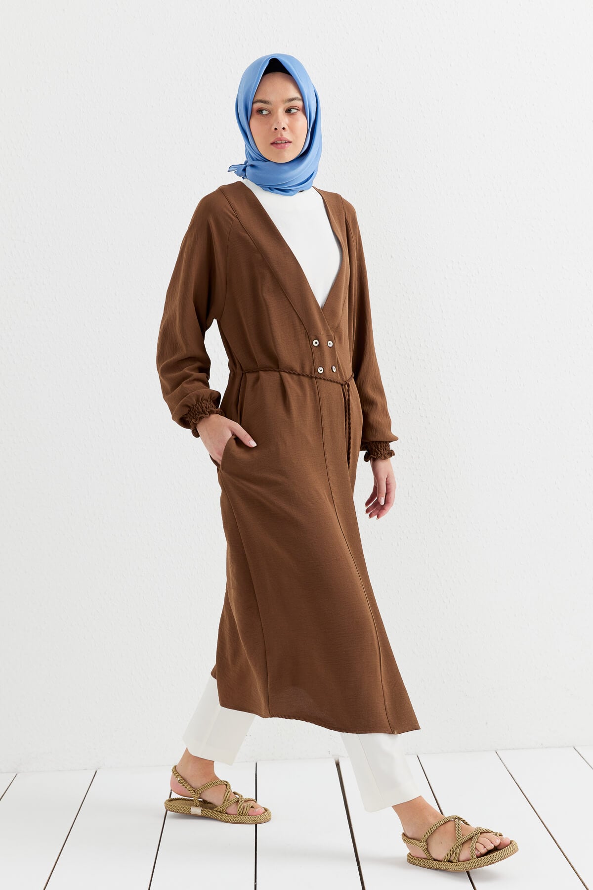 NİHAN Giy-Çık Nihan Düğme Detaylı Giyçık  Kahve_modest